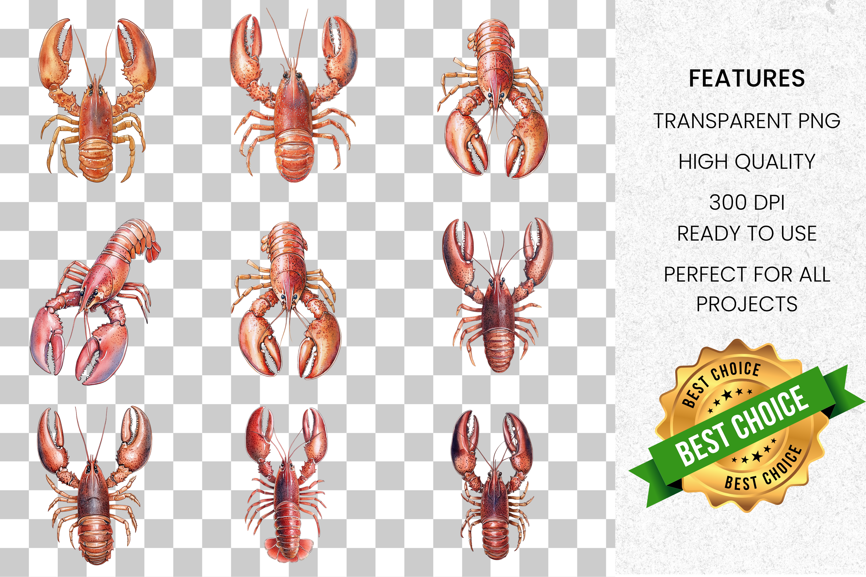 Lobster Clipart Bundle