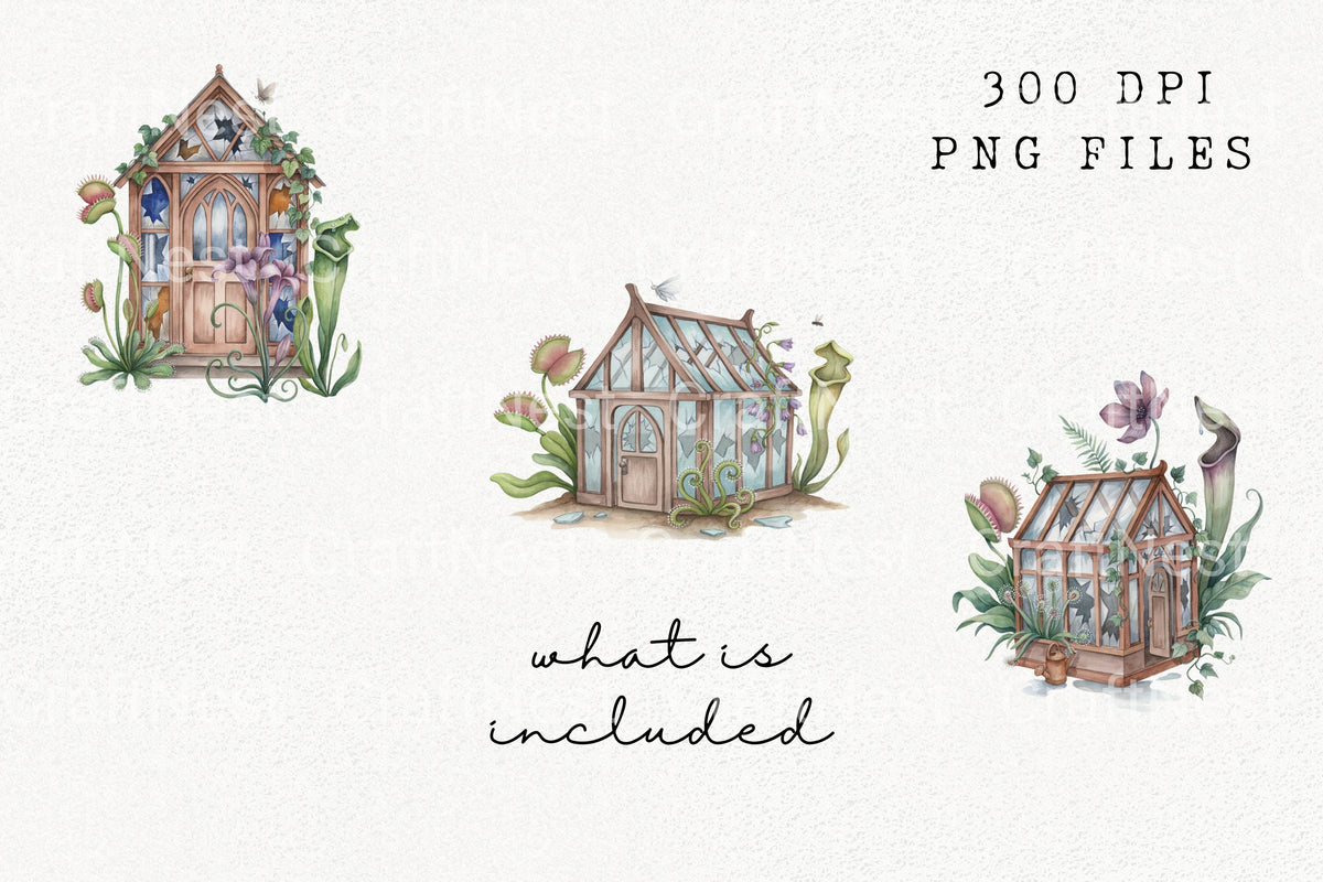 Carnivorous Plant Greenhouse Clipart Bundle