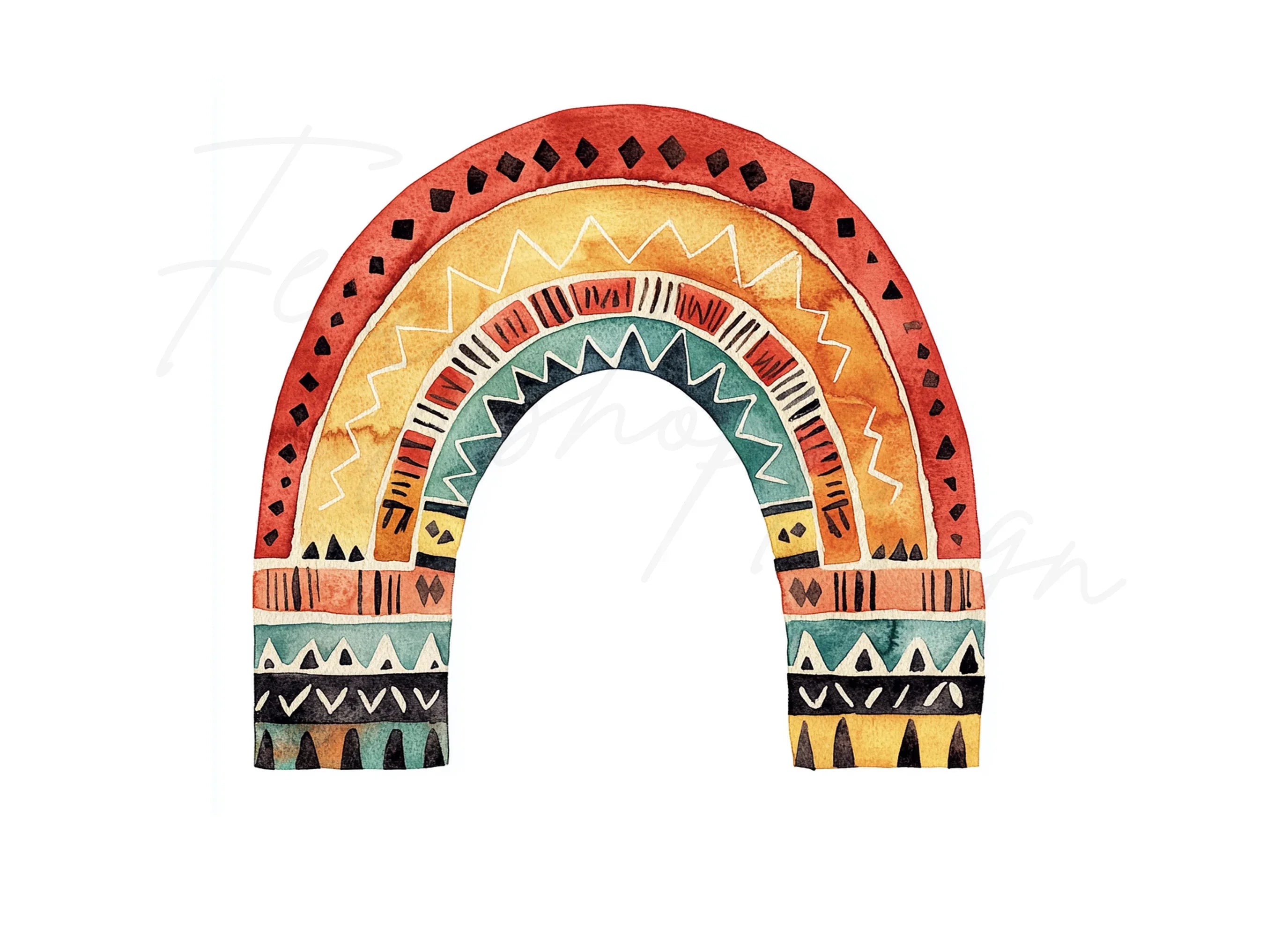 Tribal Rainbow Clipart Bundle