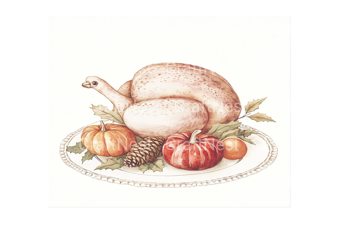 Autumn Harvest Table Setting Clipart Bundle