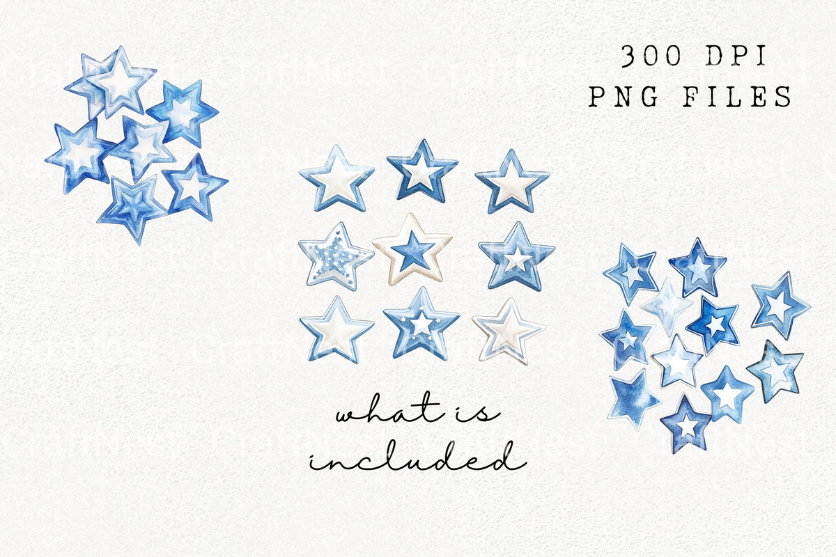 Blue Stars Clipart Bundle