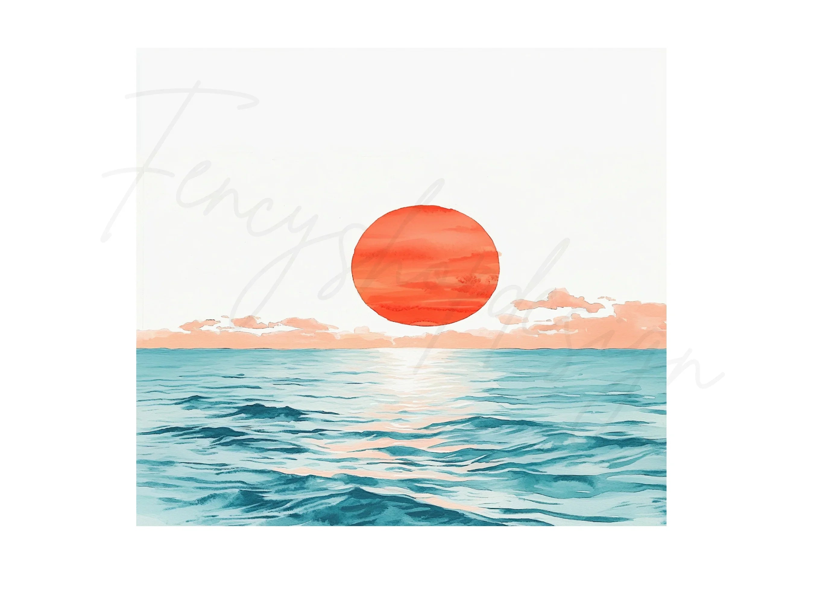 Minimalist Sunset Over Ocean Clipart Bundle