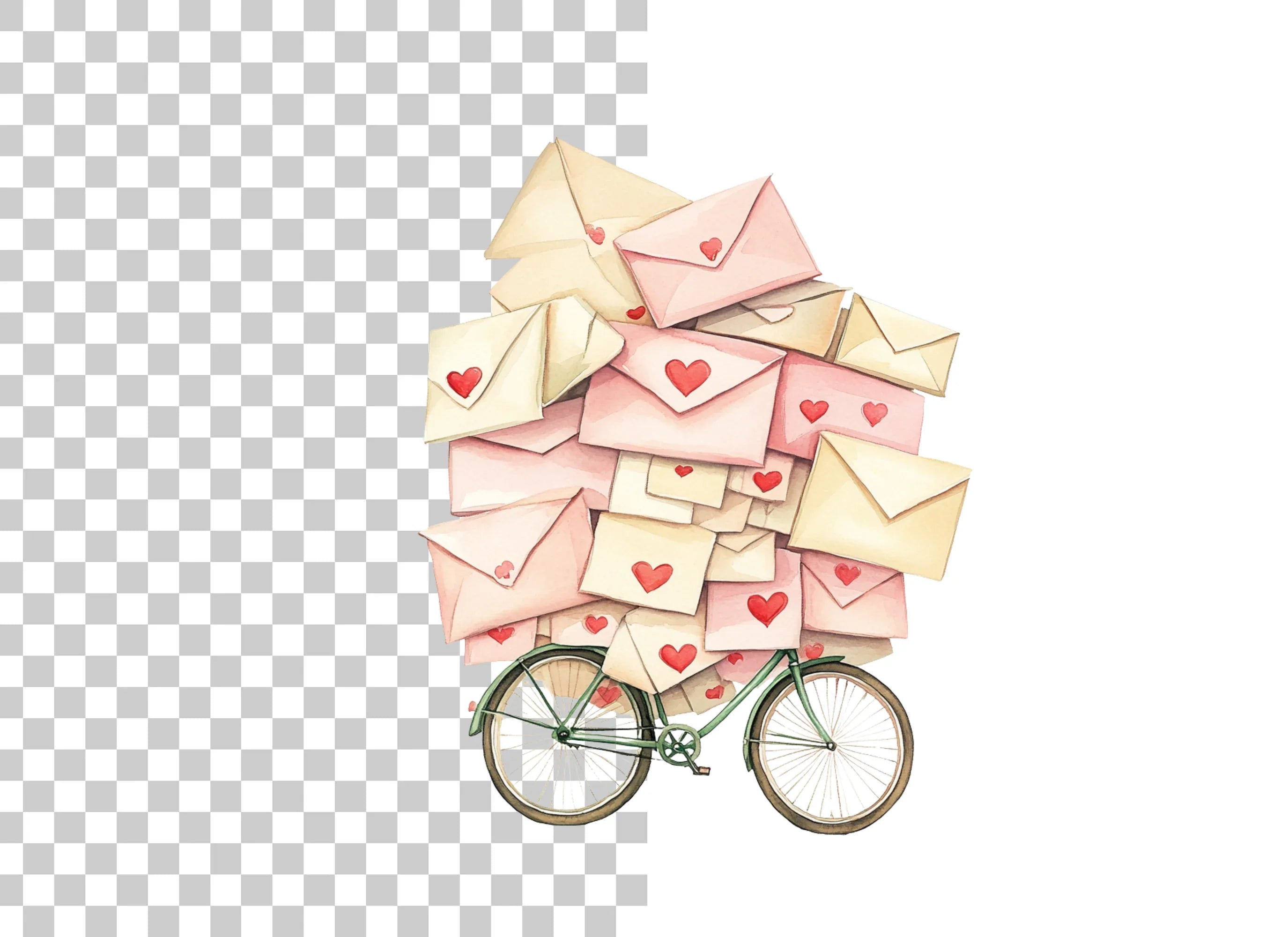 Romantic Bicycle Mail Clipart Bundle