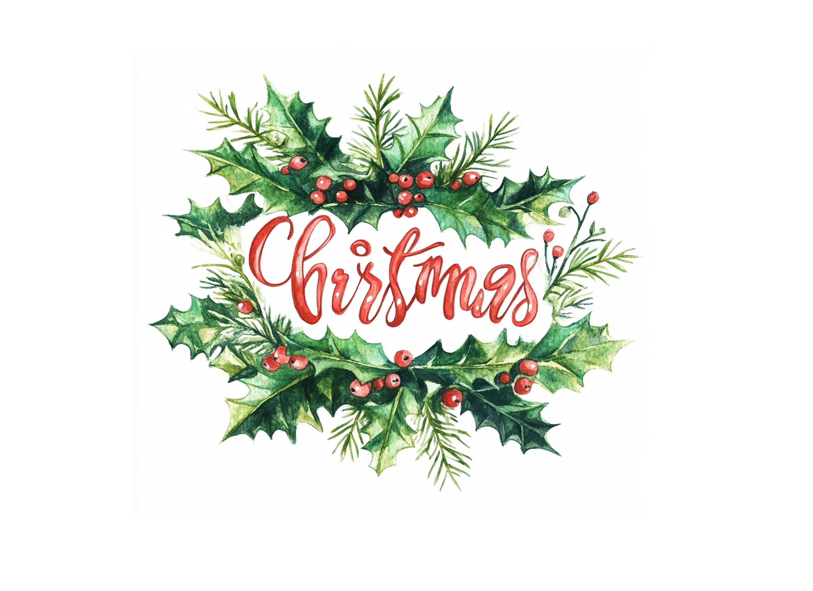 Christmas Holly Wreaths Clipart Bundle