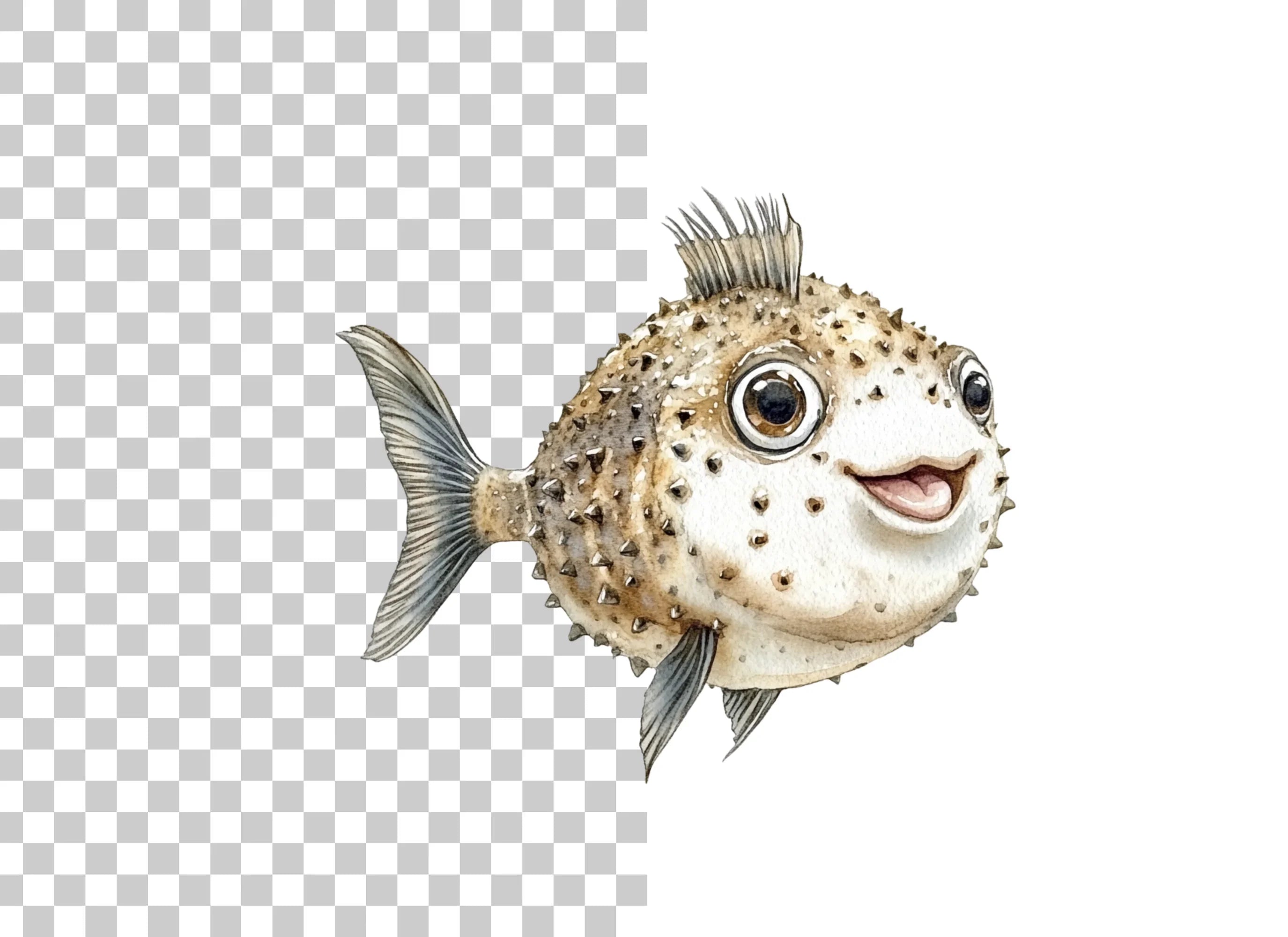 Cute Spiky Pufferfish Clipart Bundle