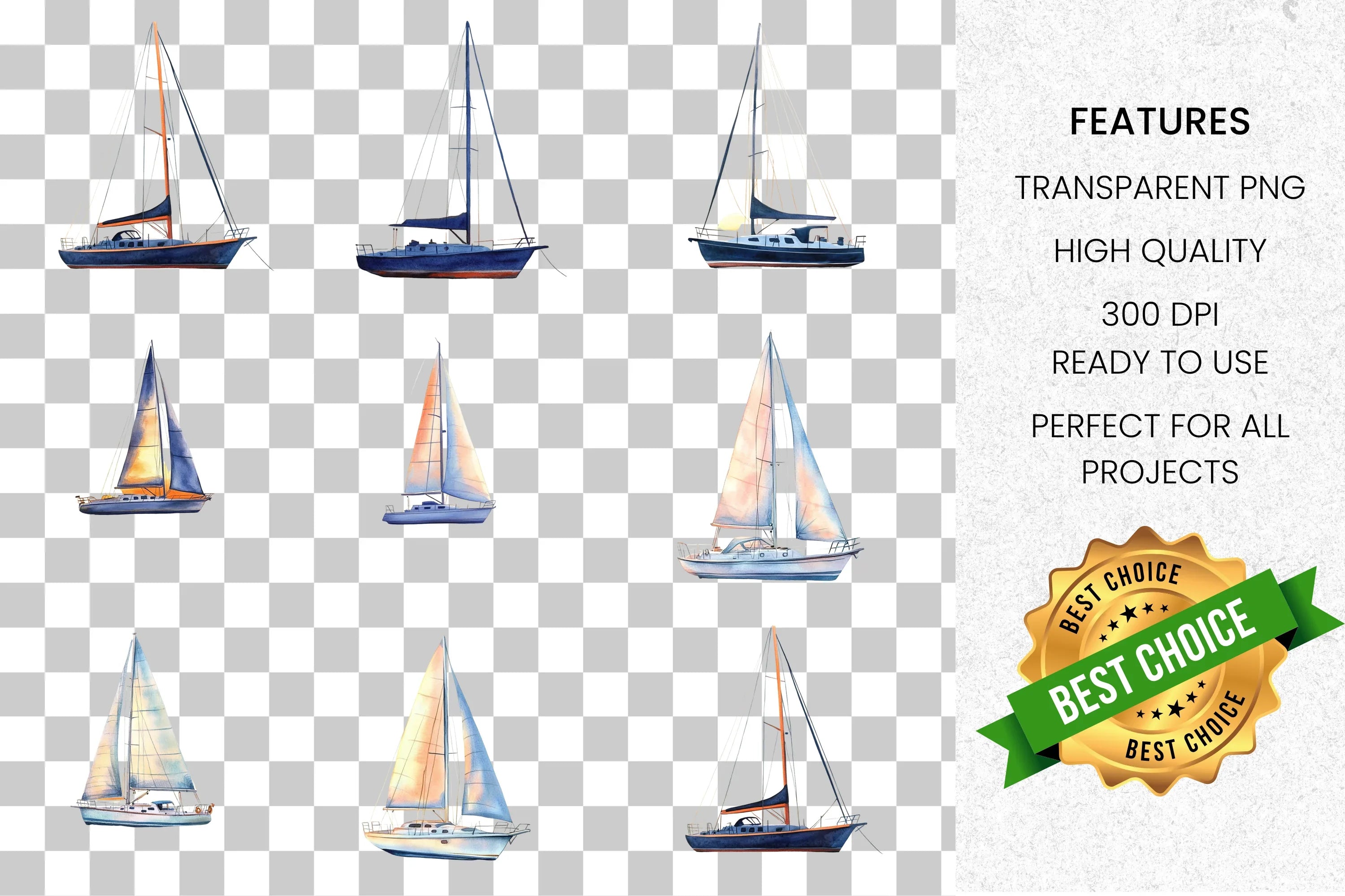 Sailboat Ocean Clipart Bundle