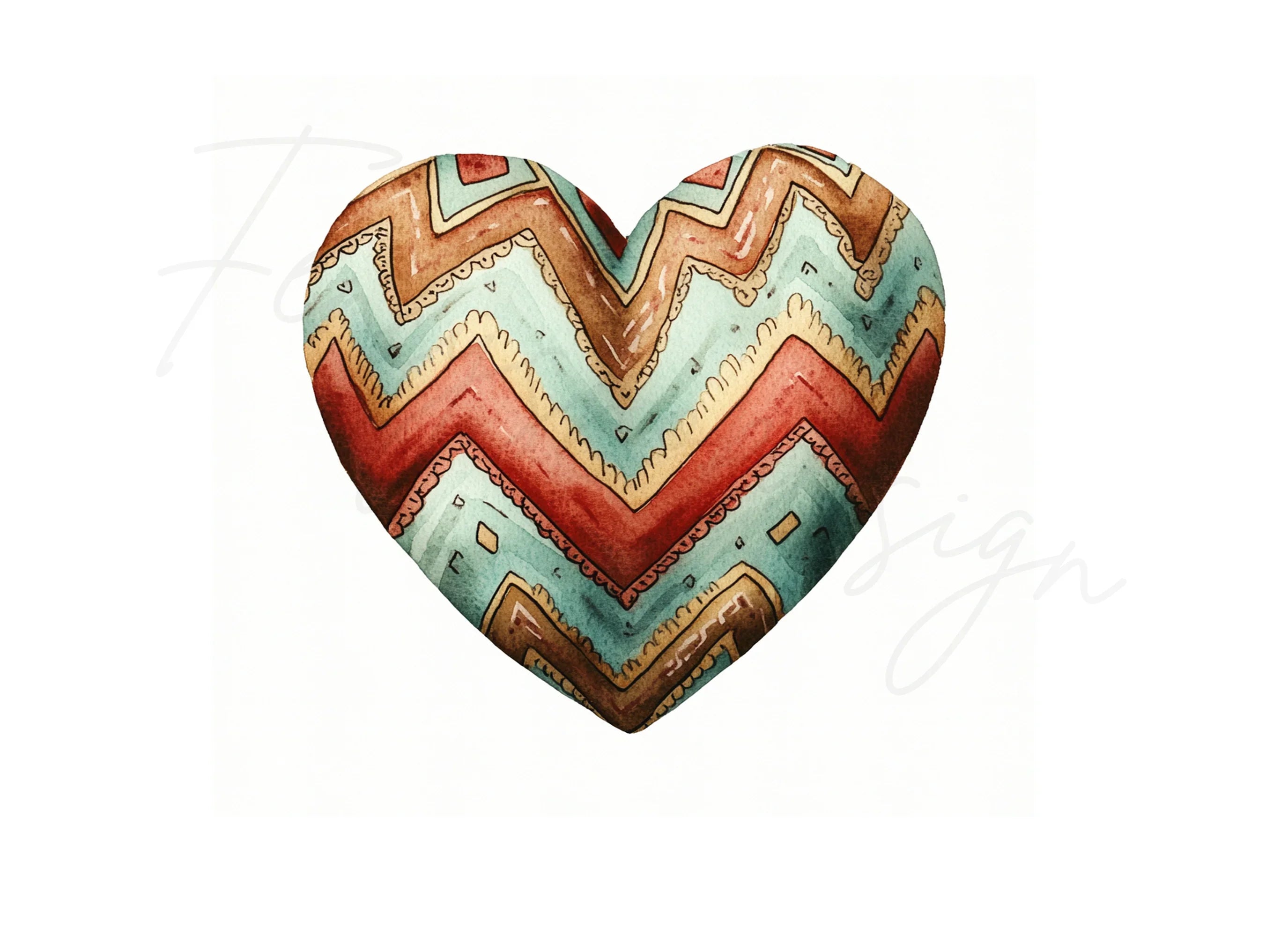 Chevron Patterned Hearts Clipart Bundle