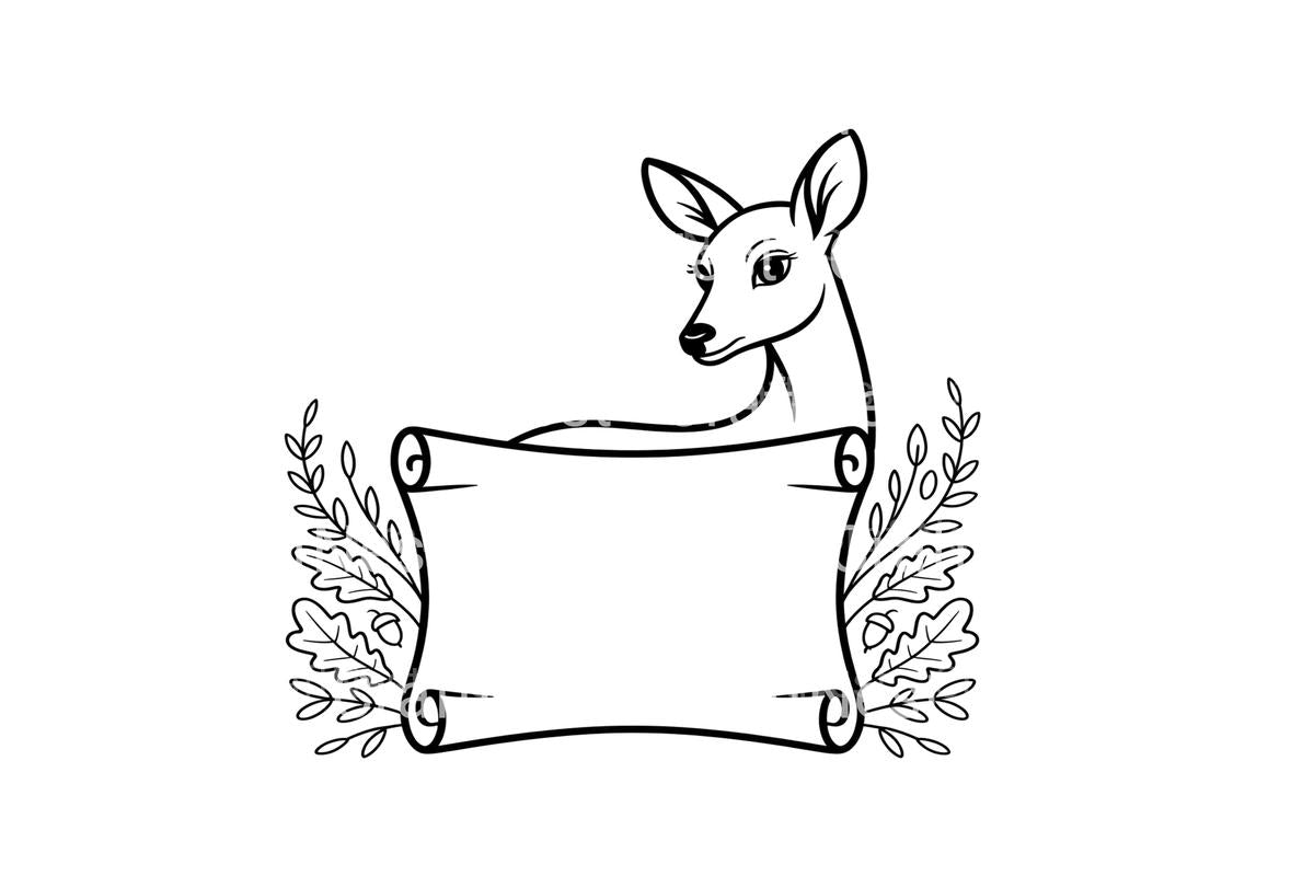 Autumn Deer and Scroll Coloring Books