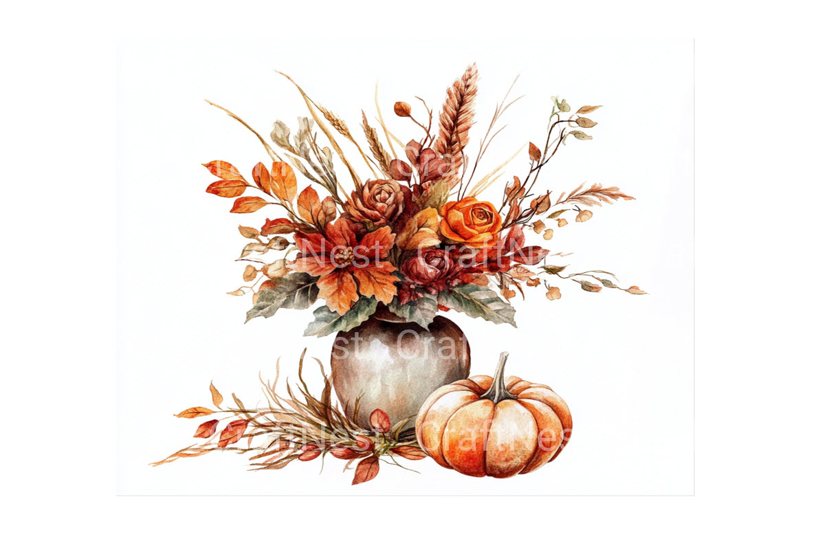 Harvest Pumpkins And Grapes Clipart Bundle