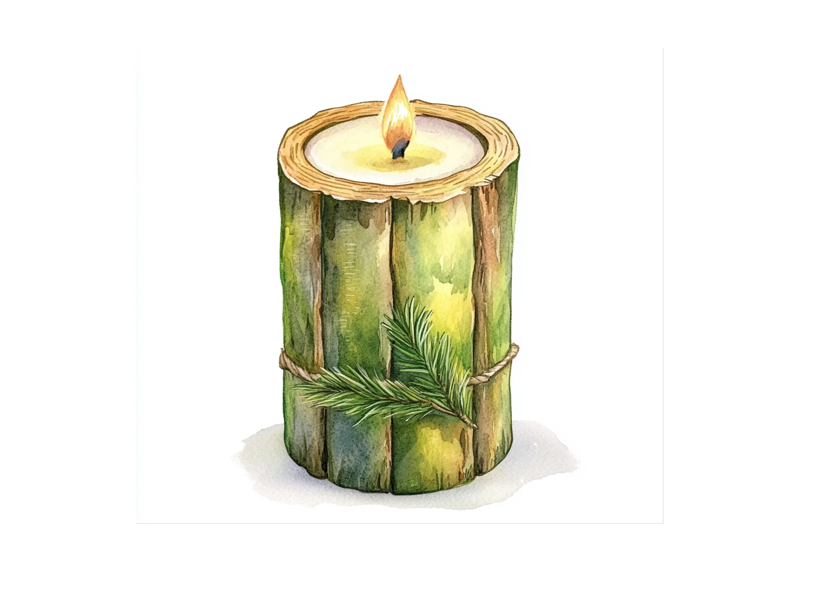 Christmas Evergreen Candle Clipart Bundle