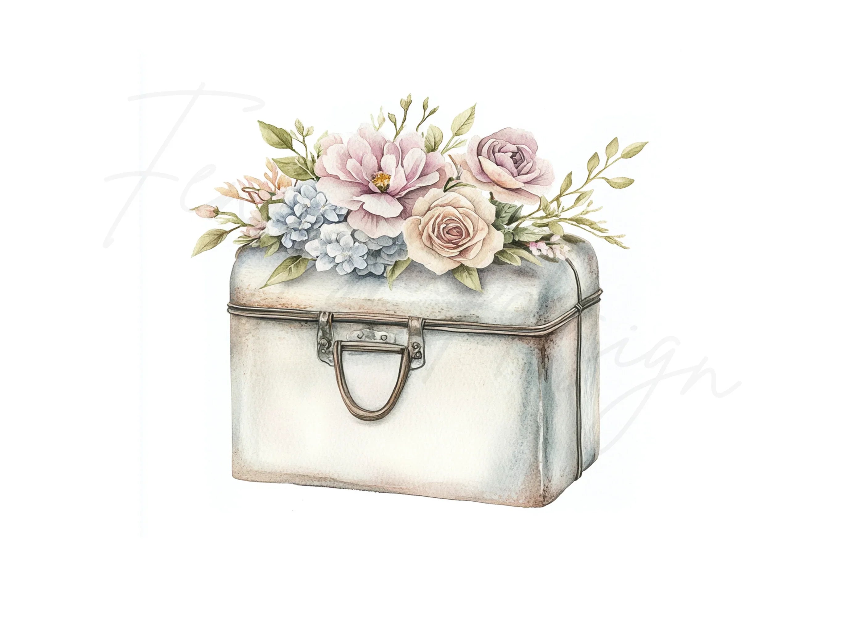 Shabby Chic Flower Box Clipart Bundle