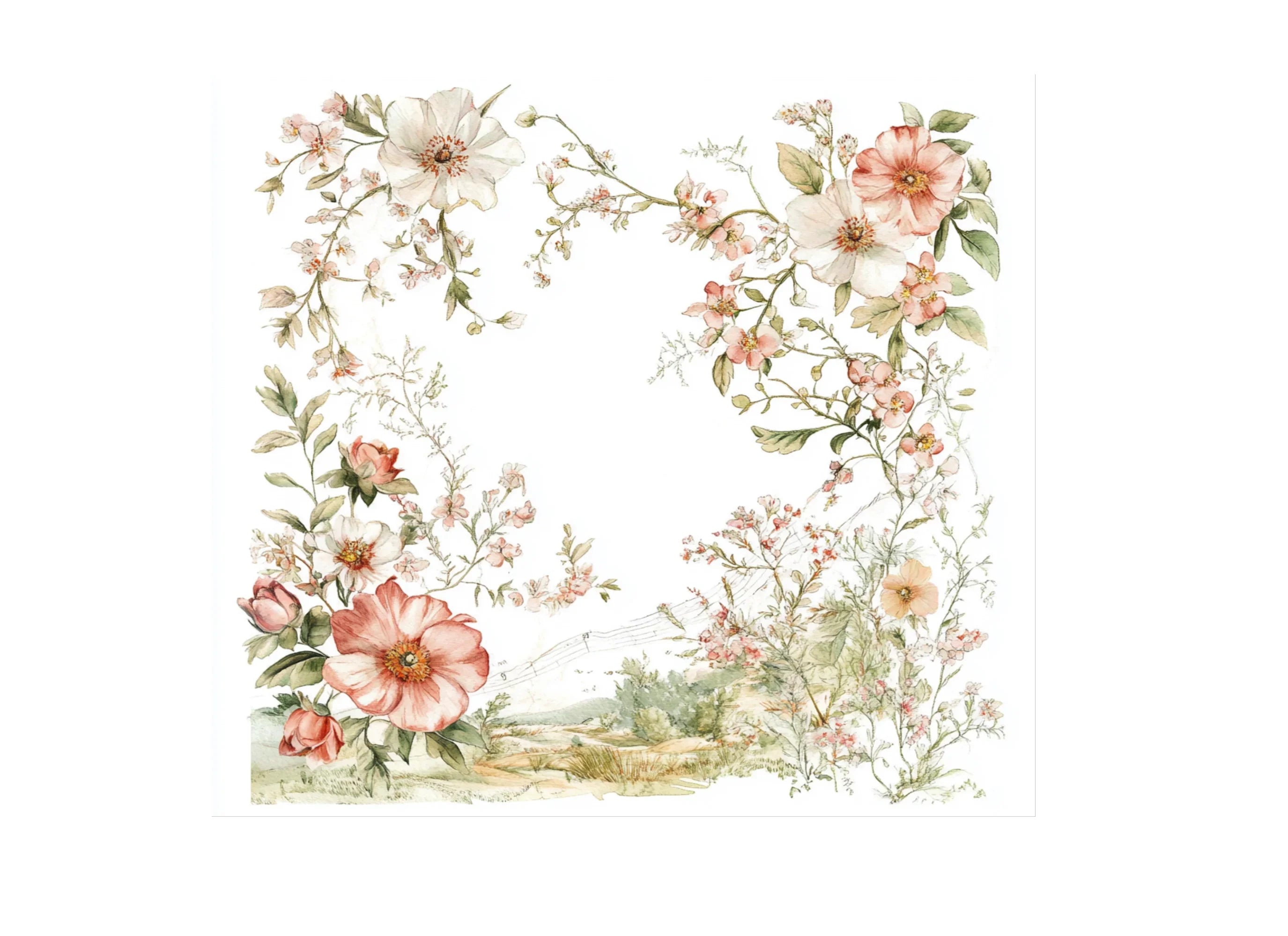 Vintage Floral Map Borders Clipart Bundle