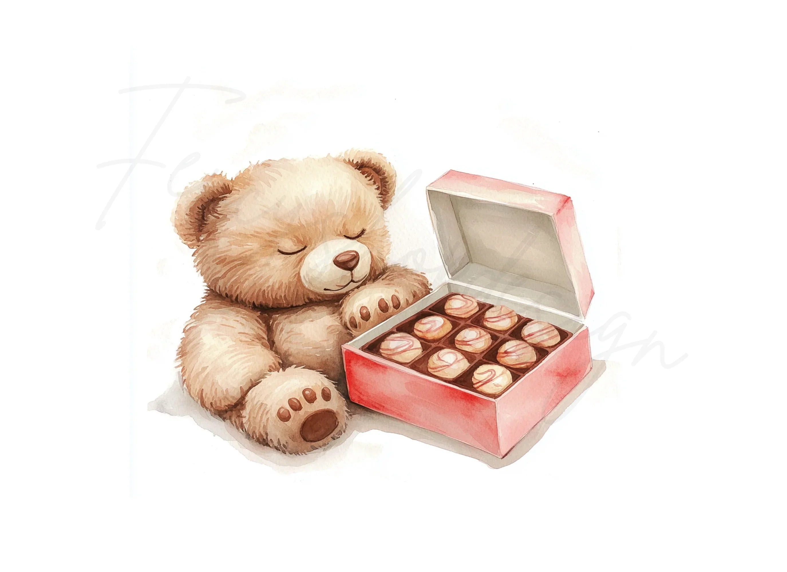 Cute Teddy Bear with Chocolate Box Clipart Bundle