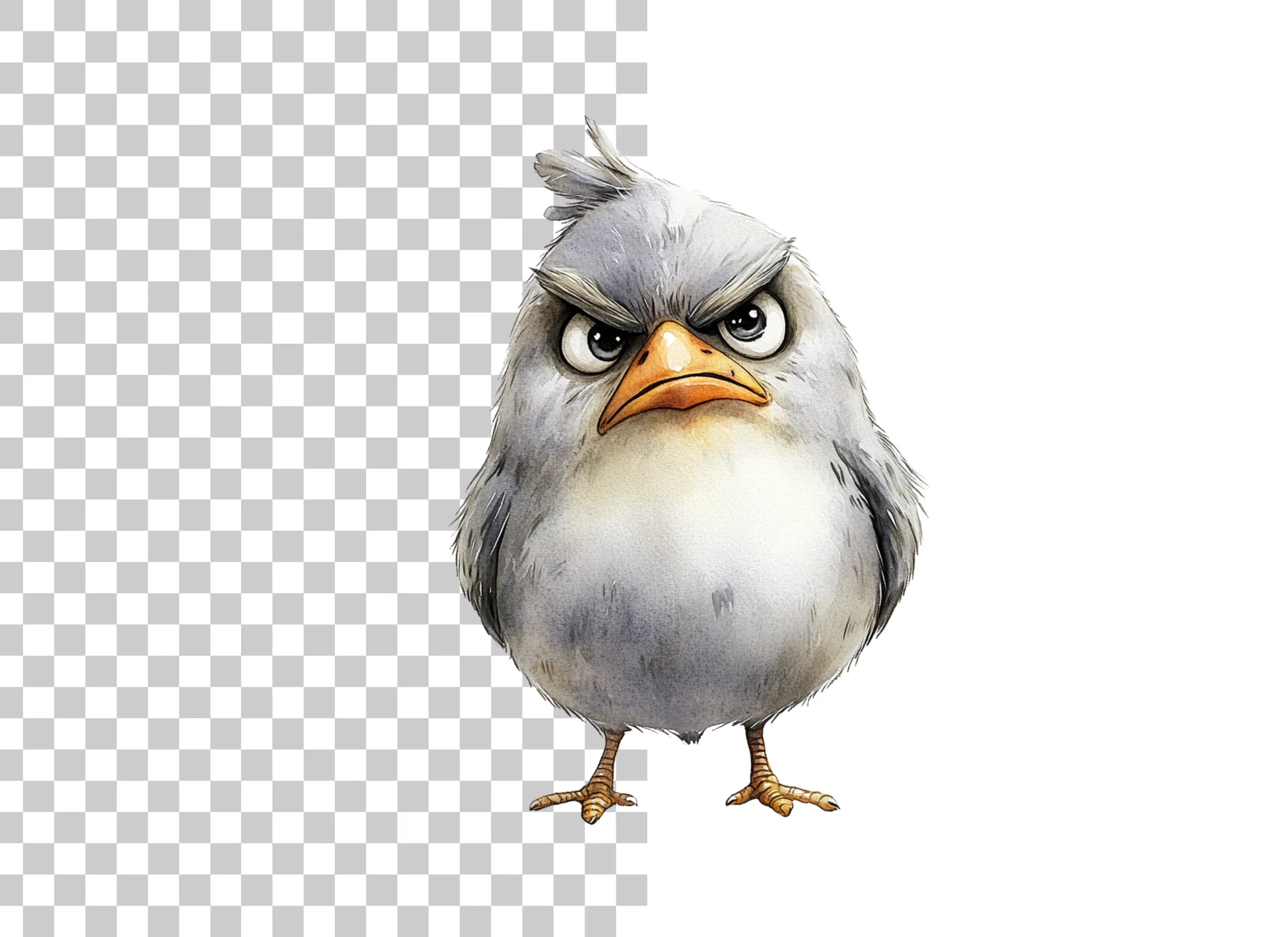 Angry Grey Bird Cartoon Clipart Bundle