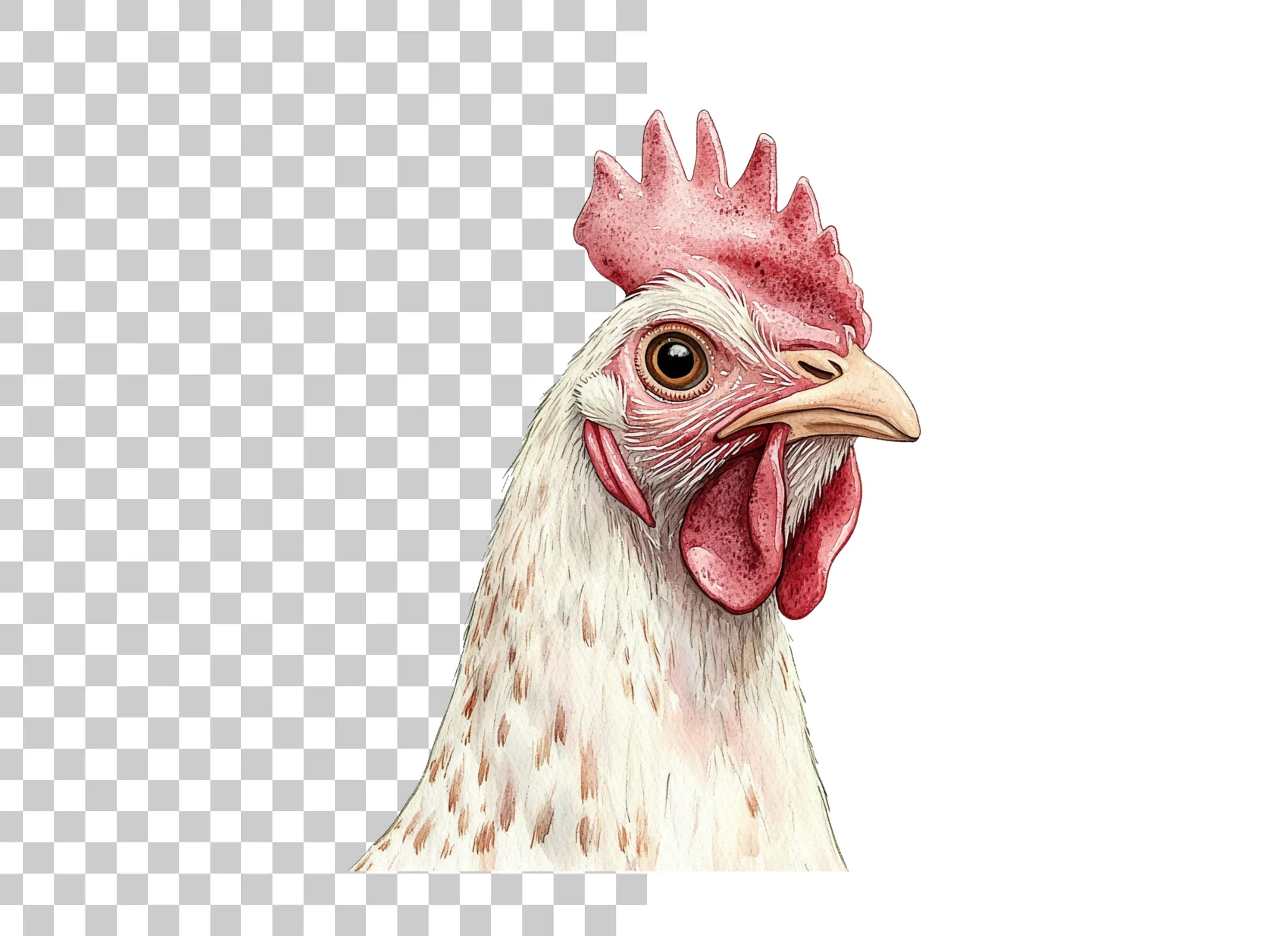 White Chicken Head Clipart Bundle