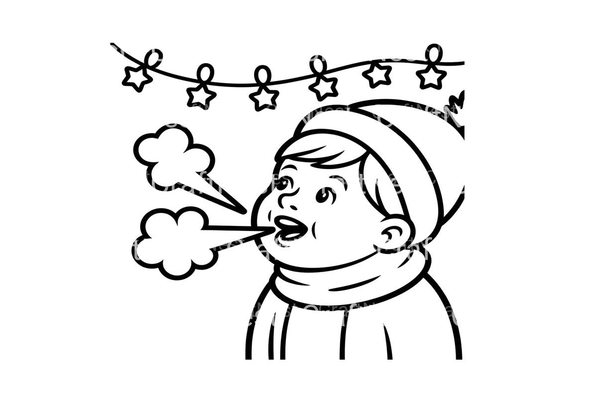 Child Blowing Warm Breath Coloring Books