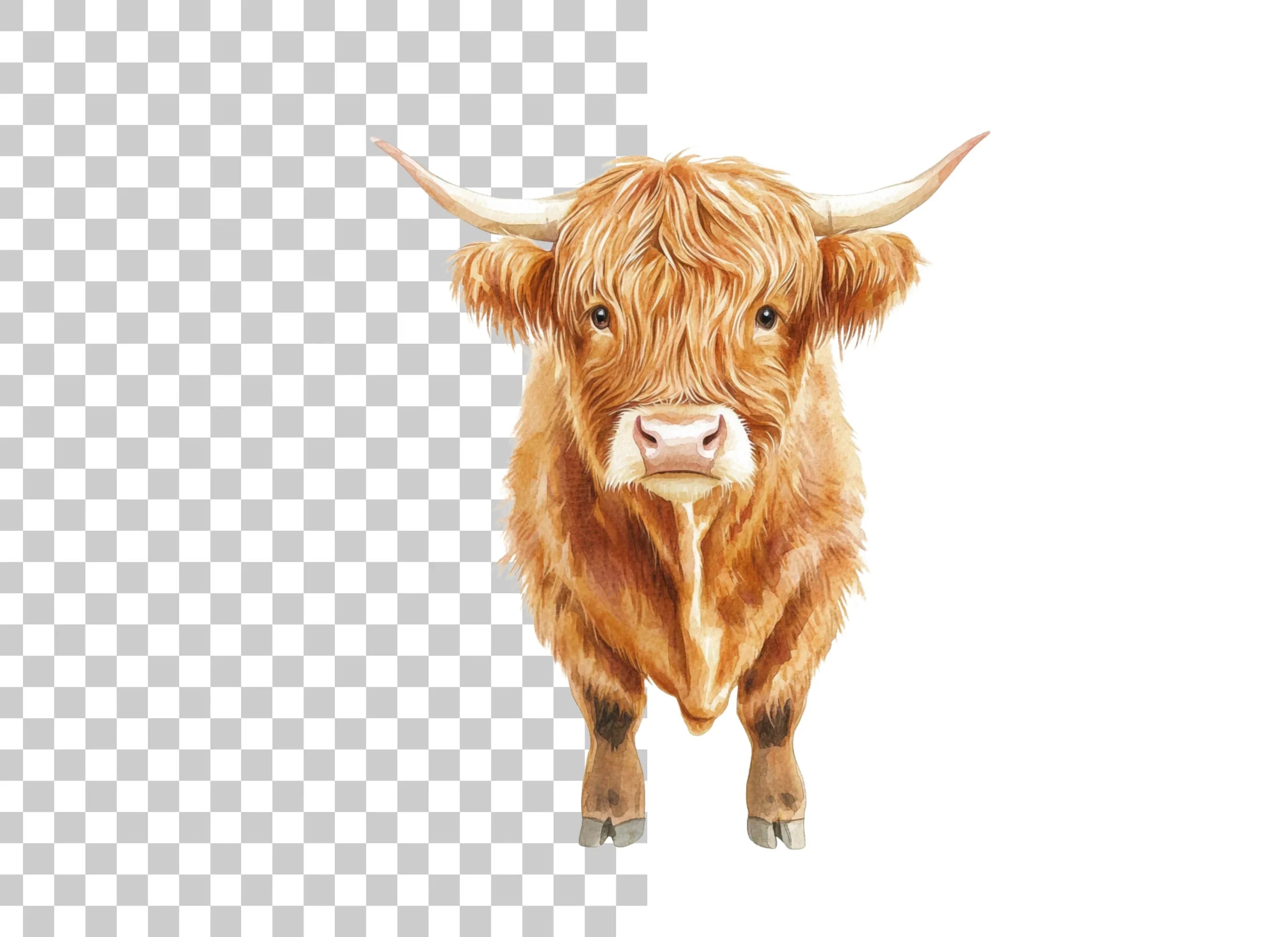 Highland Cow Faces Clipart Bundle