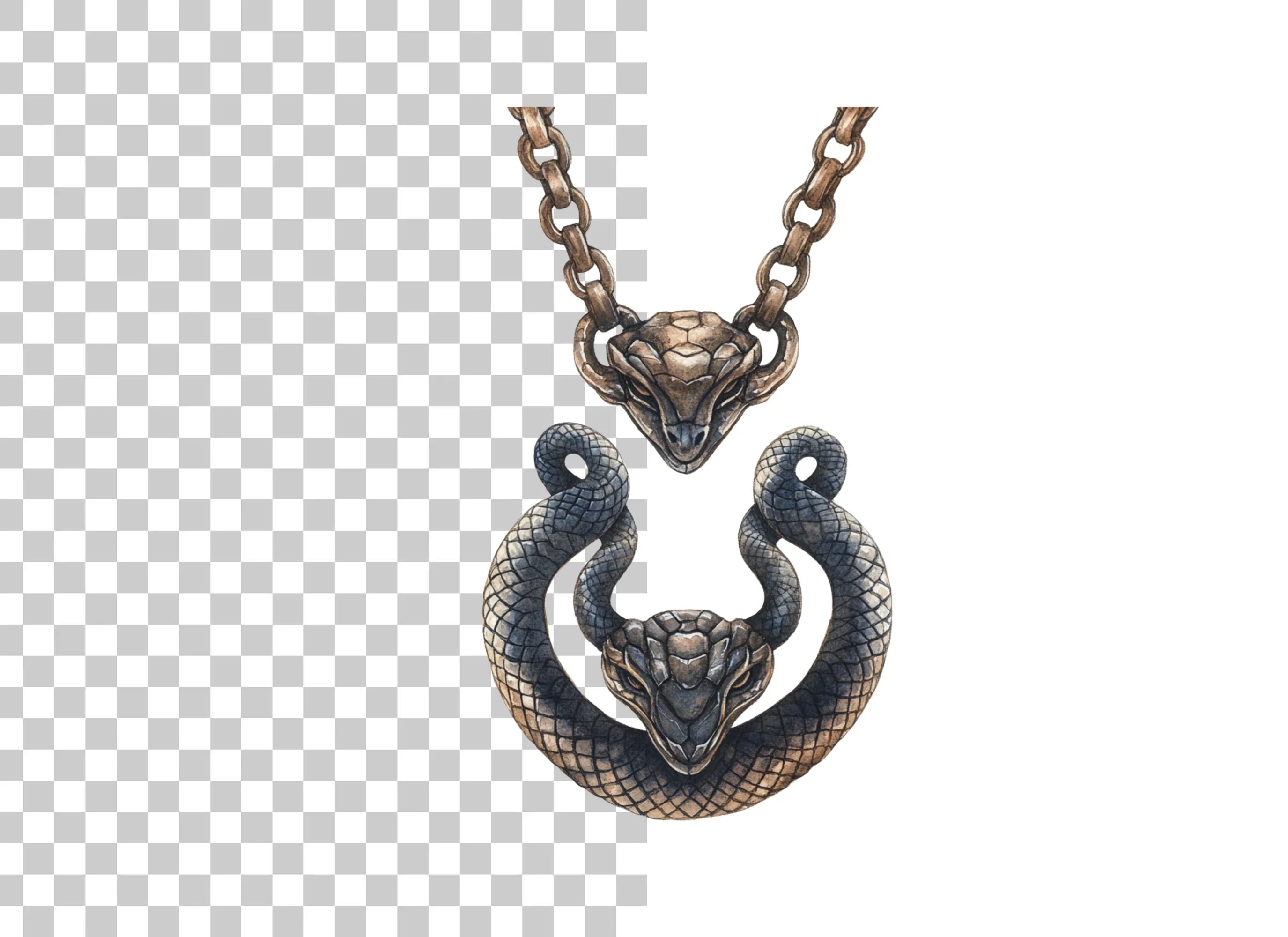 Double Serpent Necklace Clipart Bundle