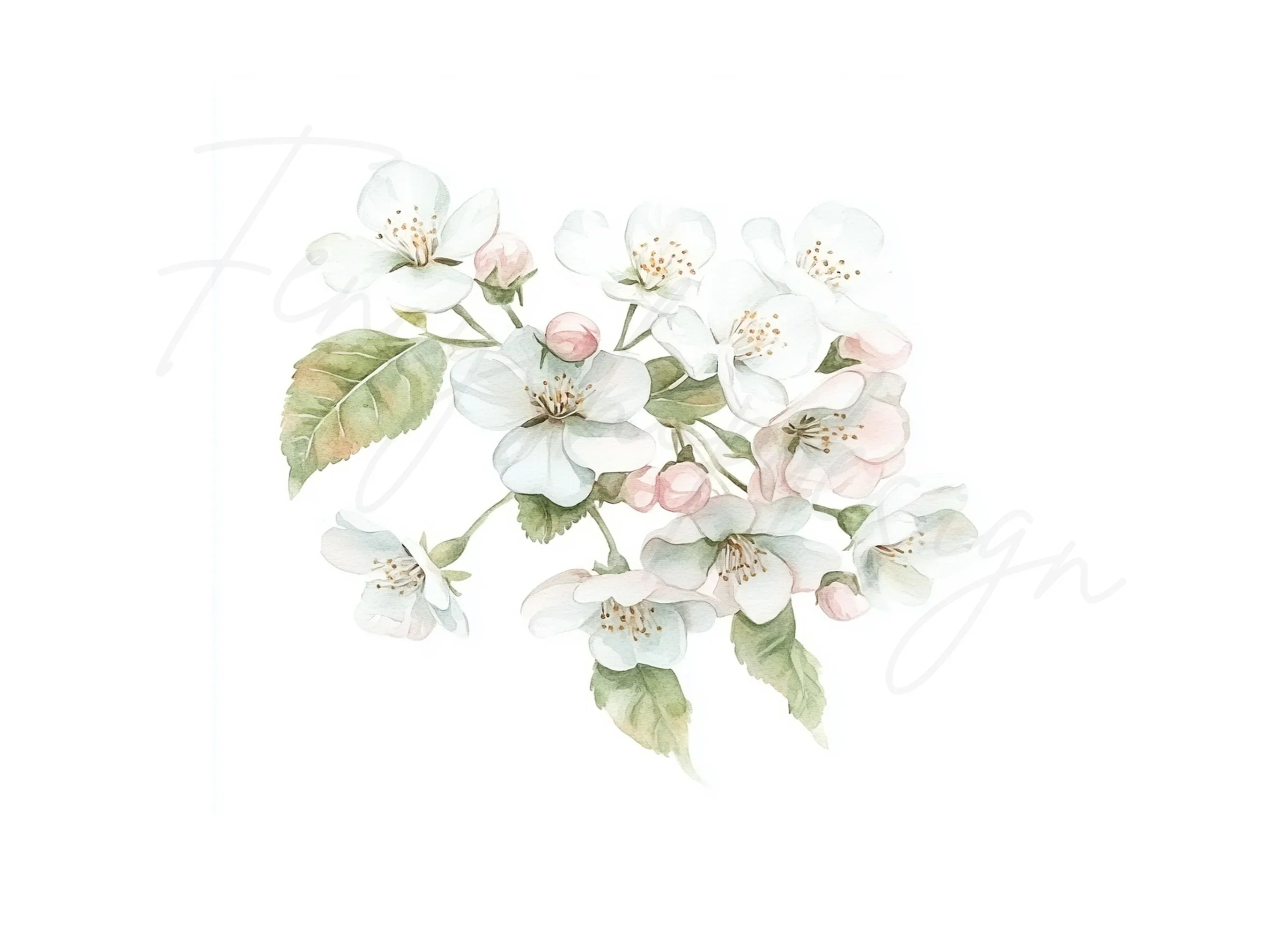 Delicate White Cherry Blossom Clipart Bundle