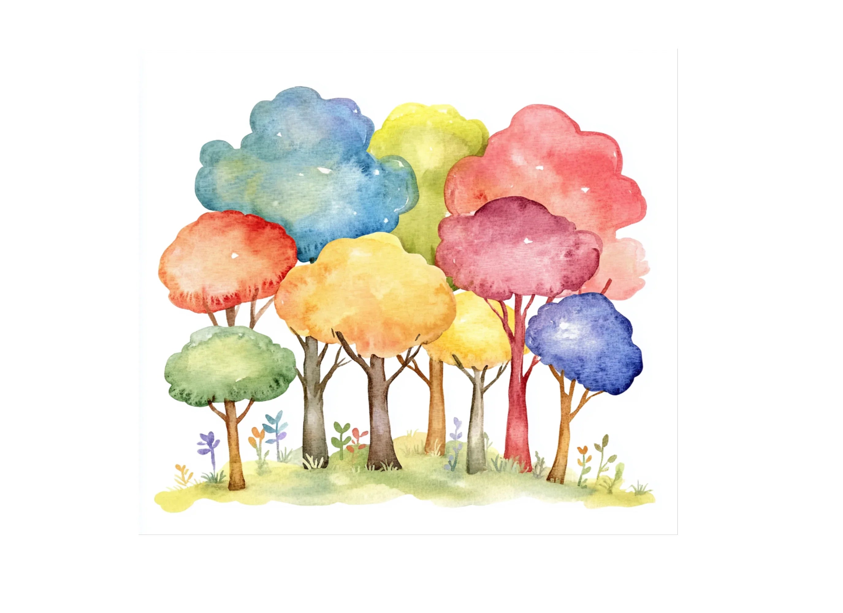 Rainbow Deciduous Tree Clipart Bundle
