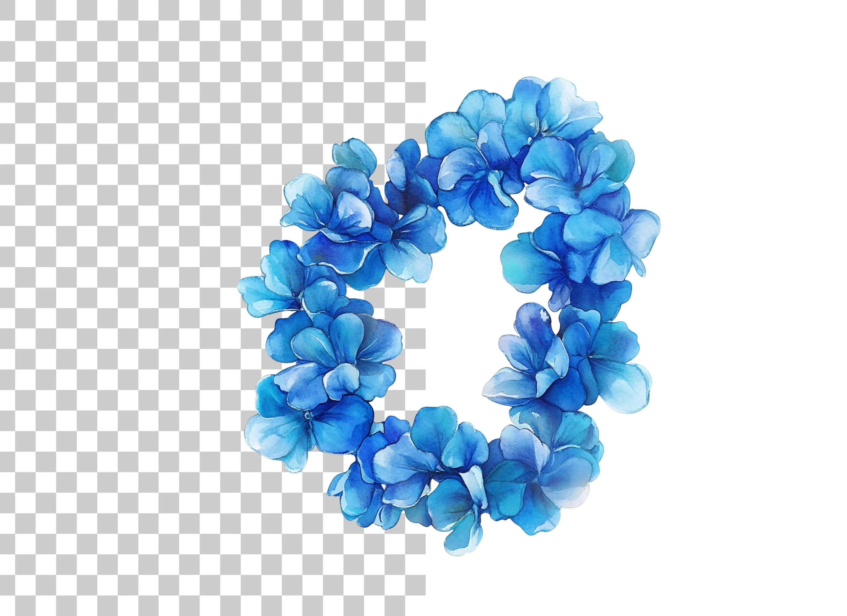 Vibrant Blue Flower Wreaths Clipart Bundle