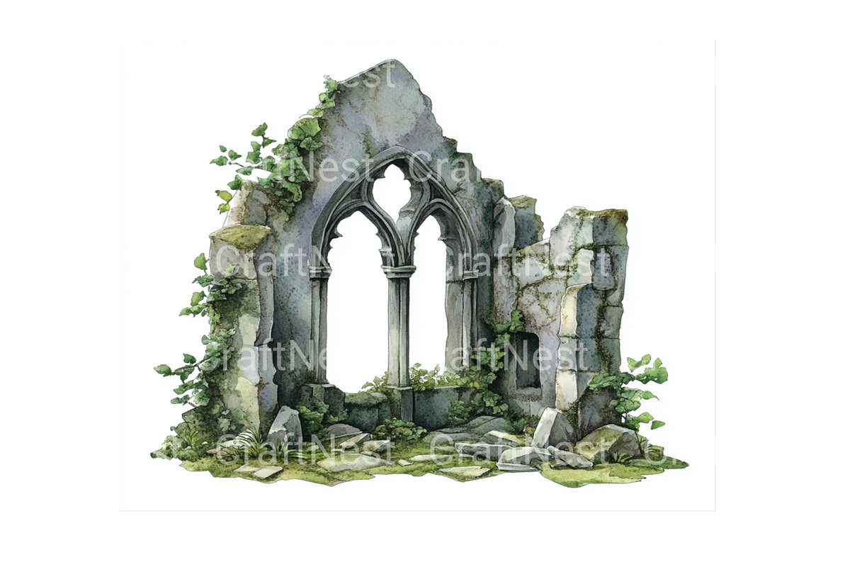 Ancient Ruined Arches Illustrations Clipart Bundle