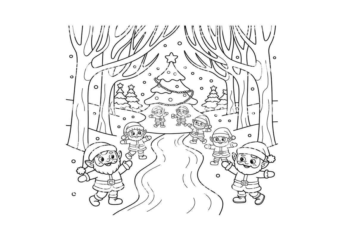 Christmas Elves and Santa Coloring Books