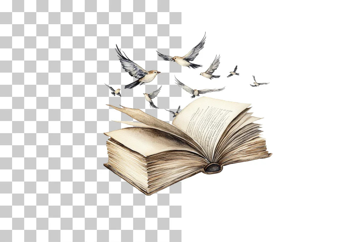 Open Book with Flying Birds Clipart Bundle - CraftNest - Digital Crafting and Art