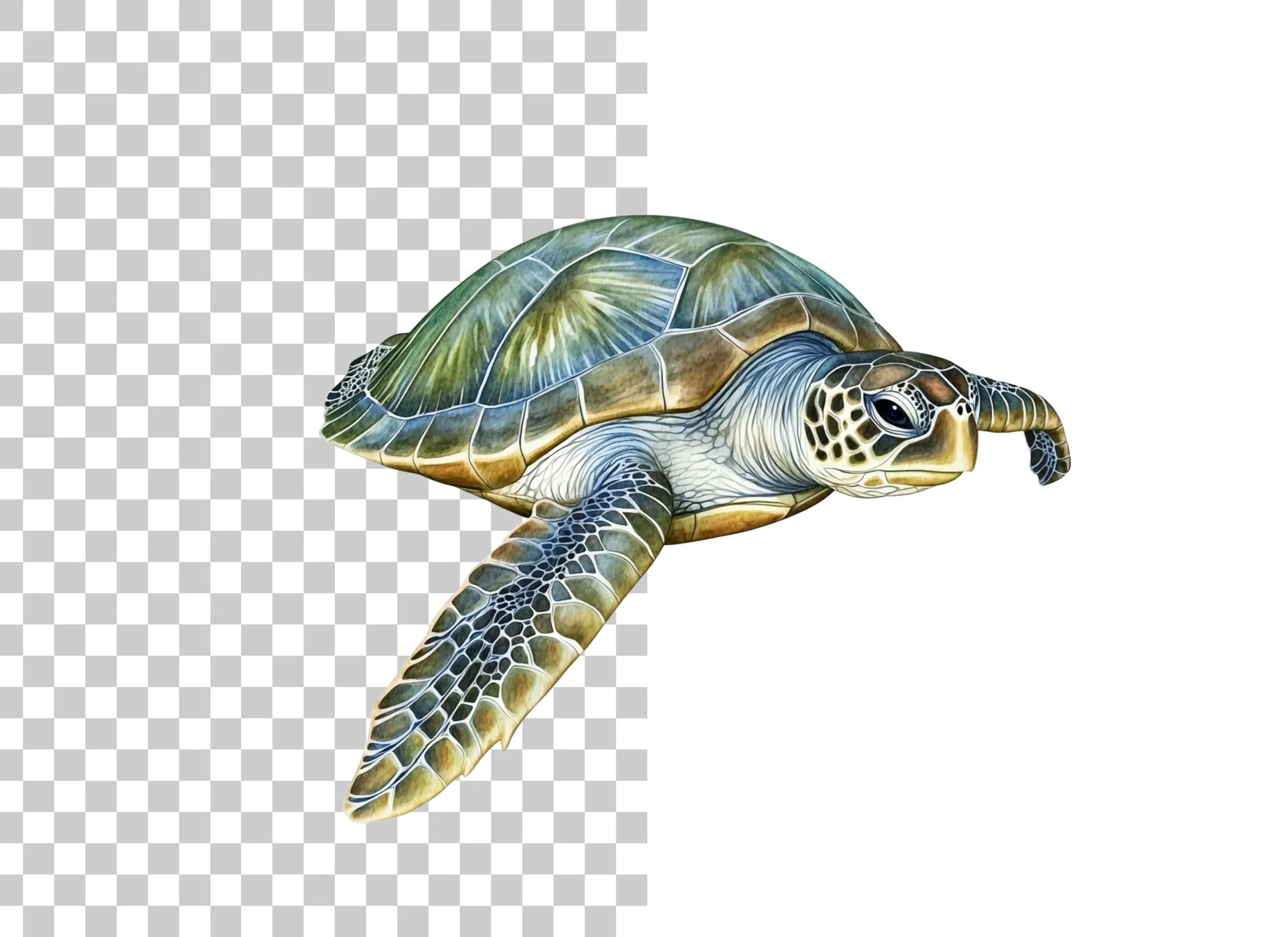 Oceanic Green Turtle Clipart Bundle