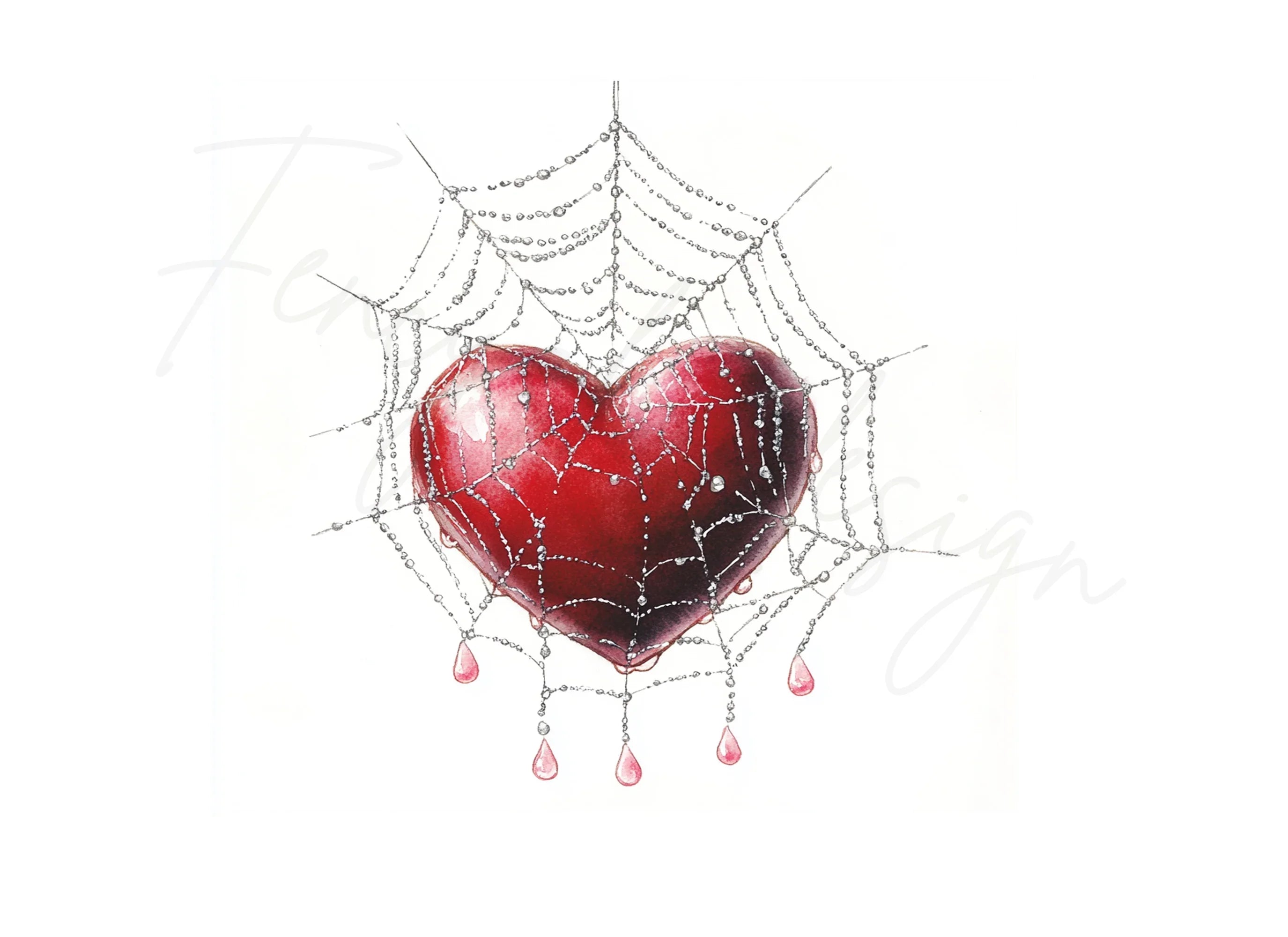 Spiderweb Hearts Clipart Bundle