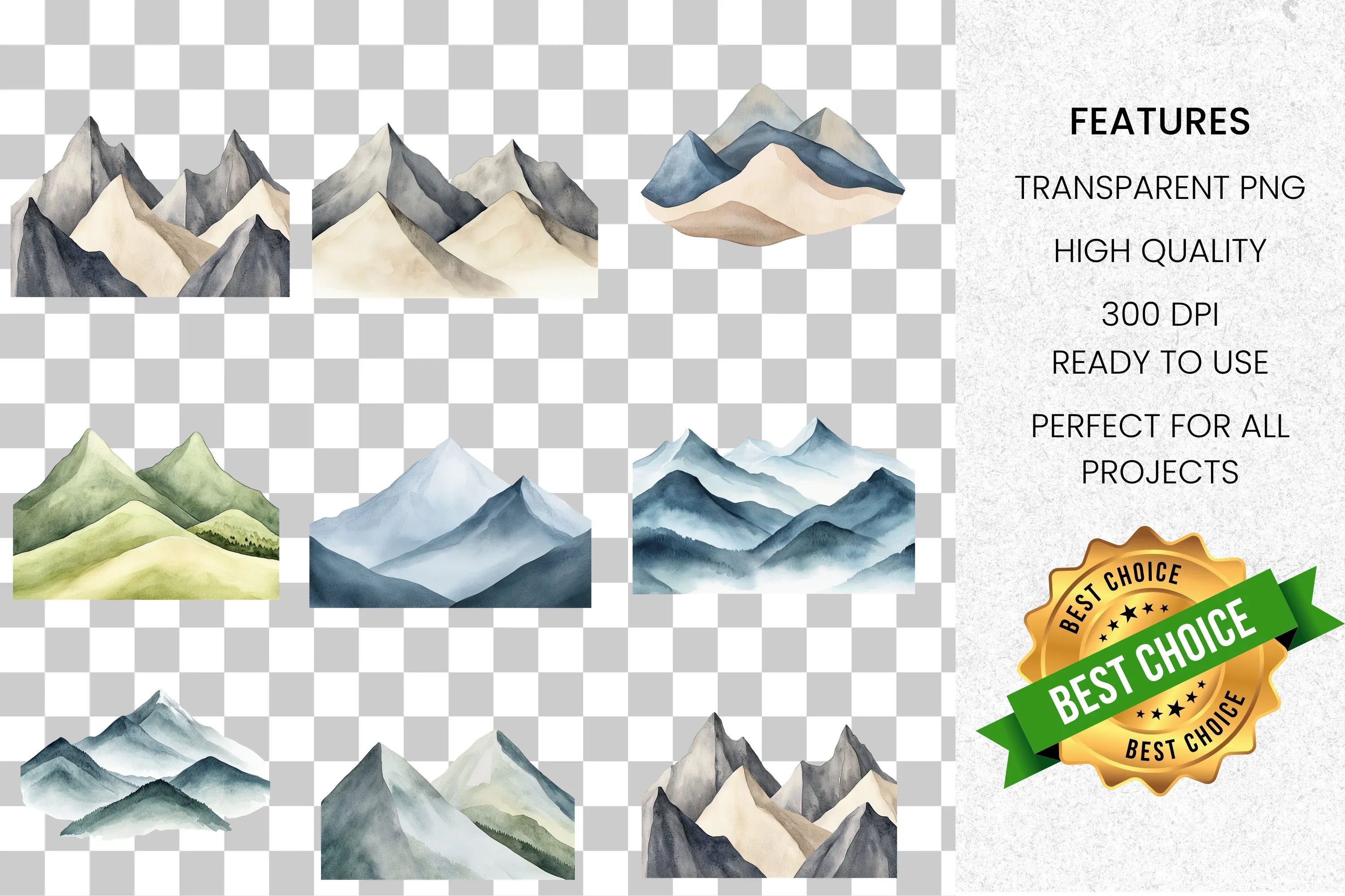 Serene Mountain Clipart Bundle