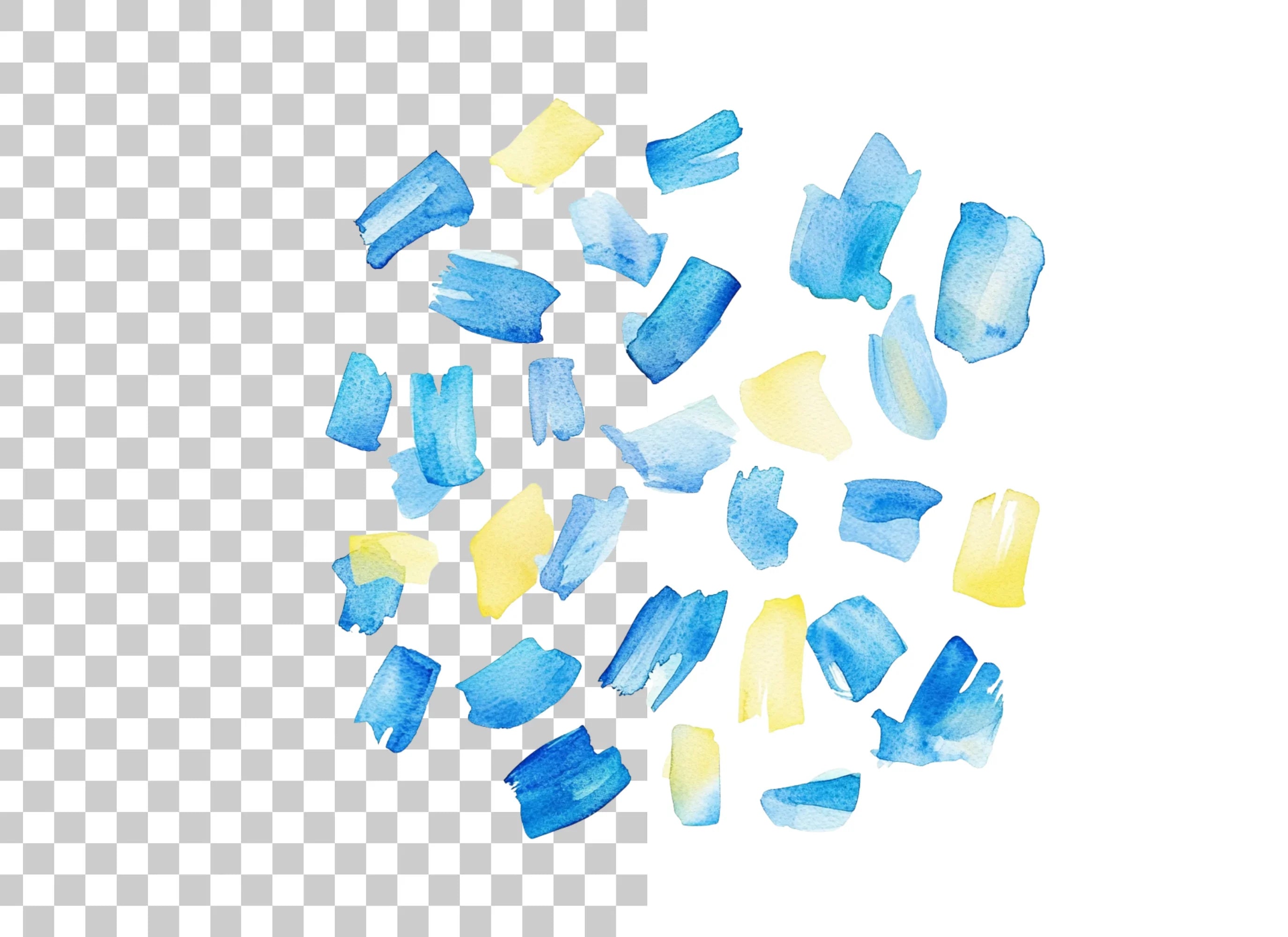 Abstract Blue Yellow Strokes Clipart Bundle