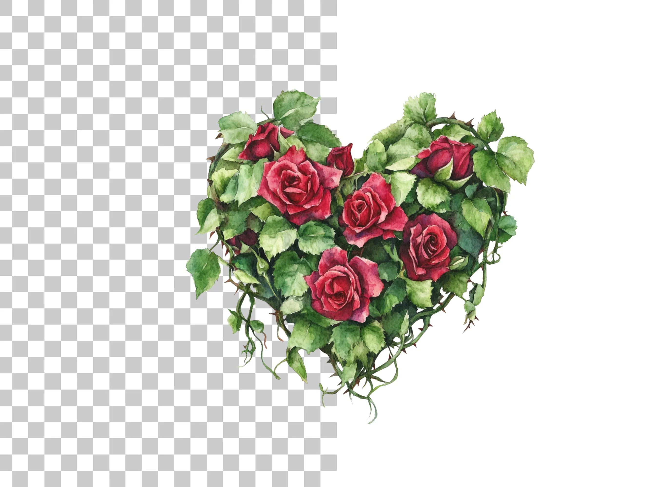 Rose Heart Clipart Bundle