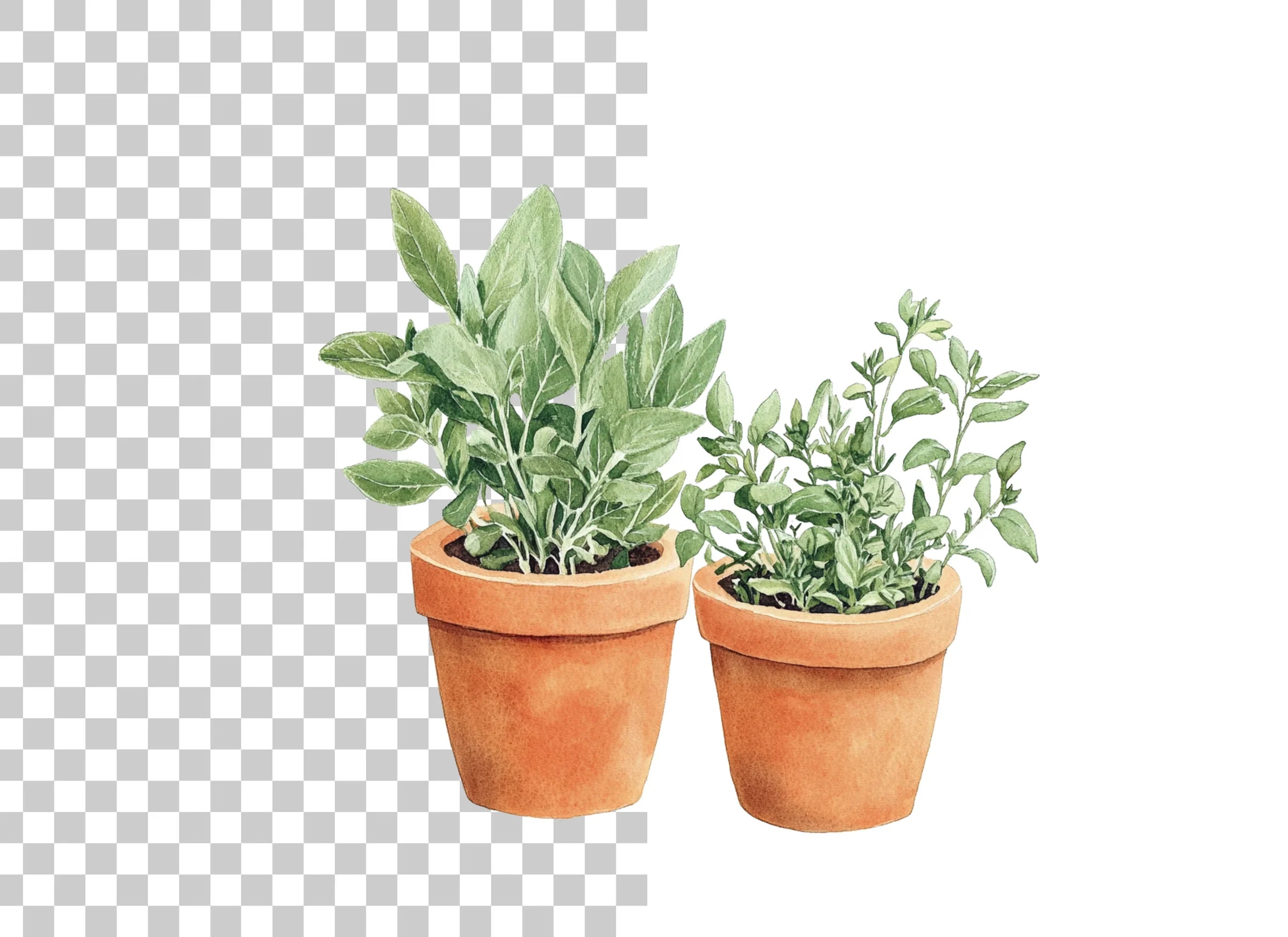 Herb Garden Potted Plants Clipart Bundle
