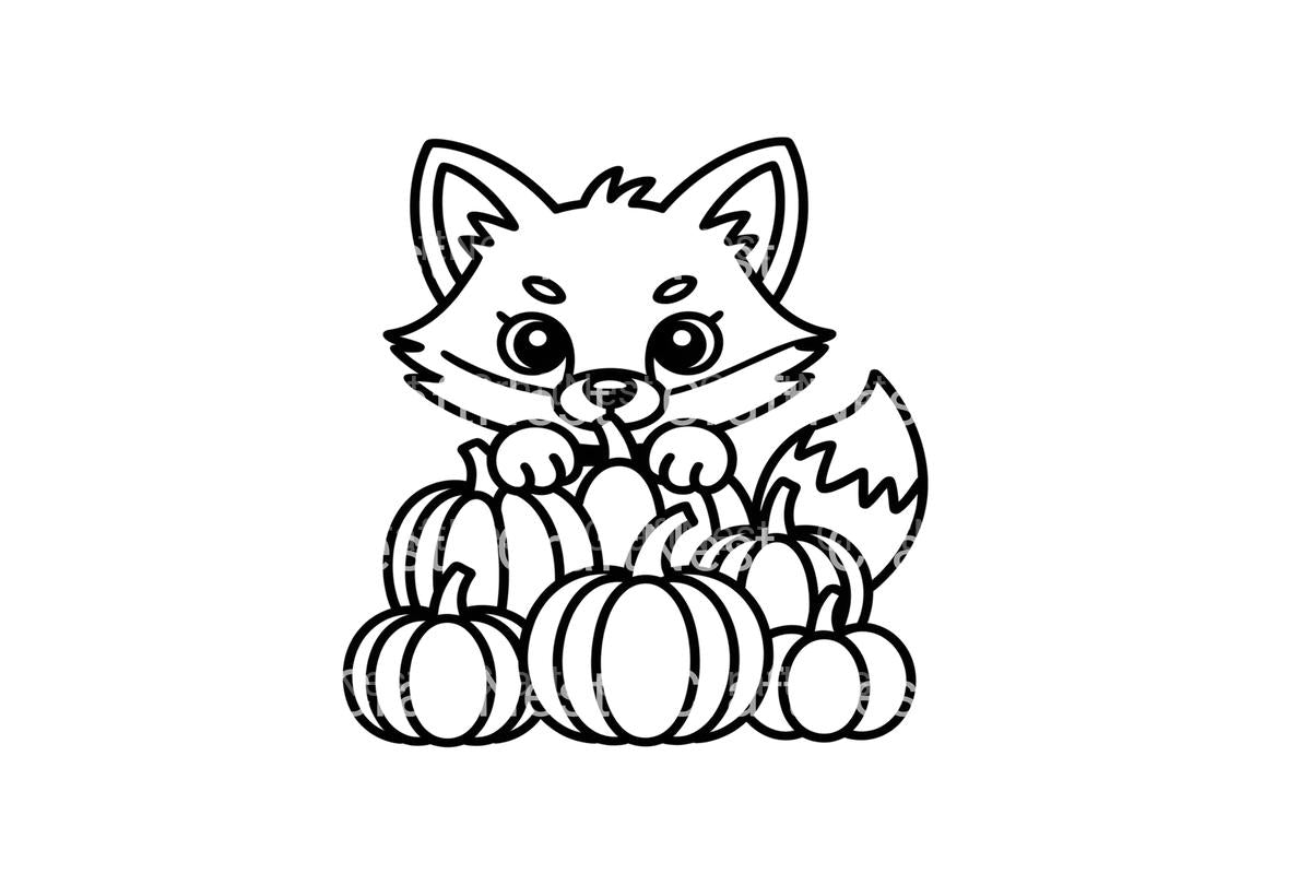 Fox and Pumpkin Pile Coloring Books