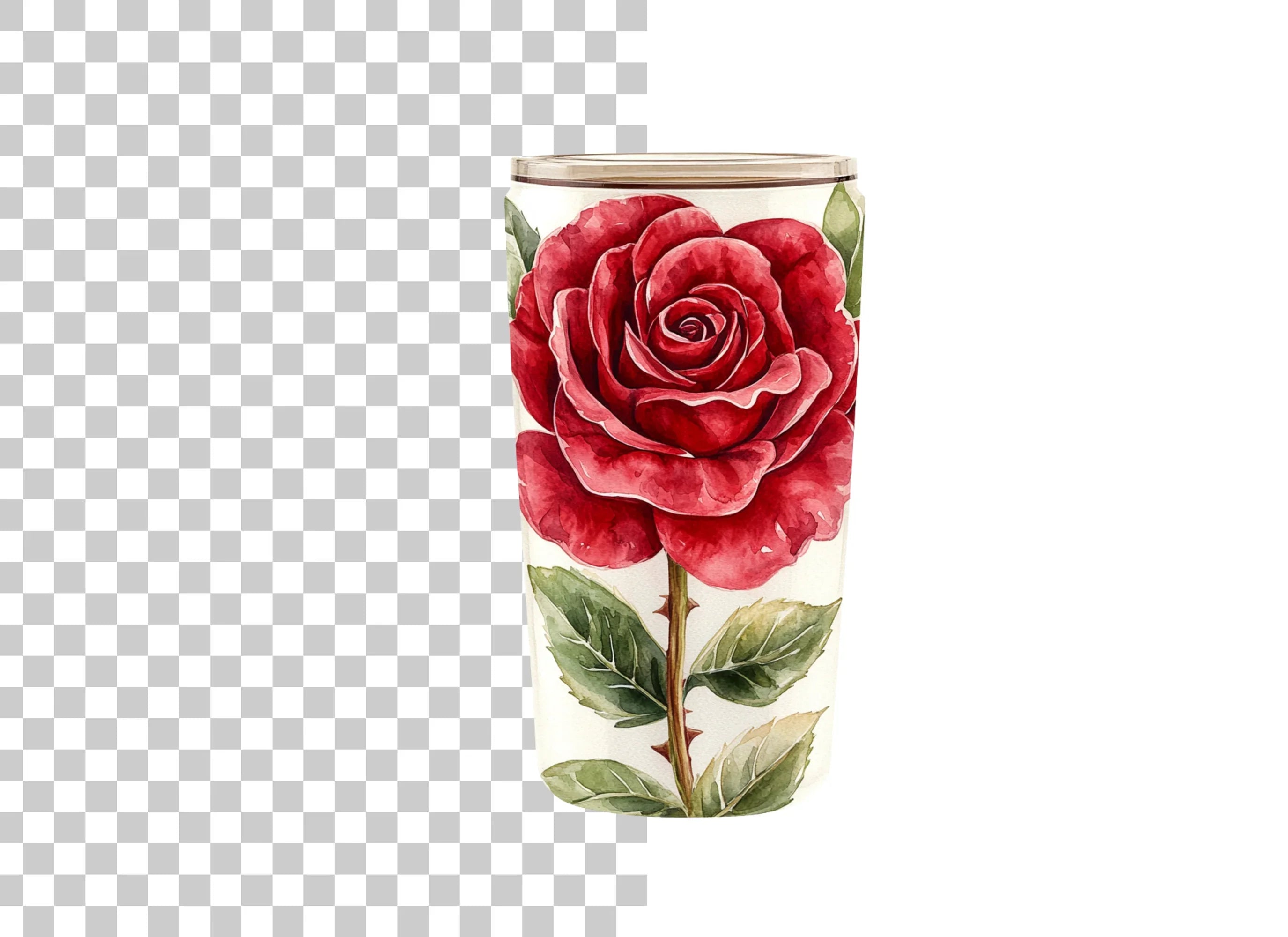 Red Rose Tumbler Clipart Bundle