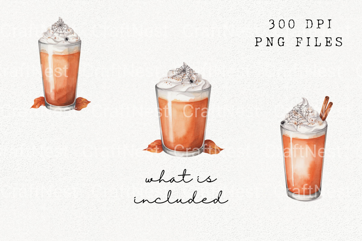Pumpkin Spice Latte Halloween Clipart Bundle