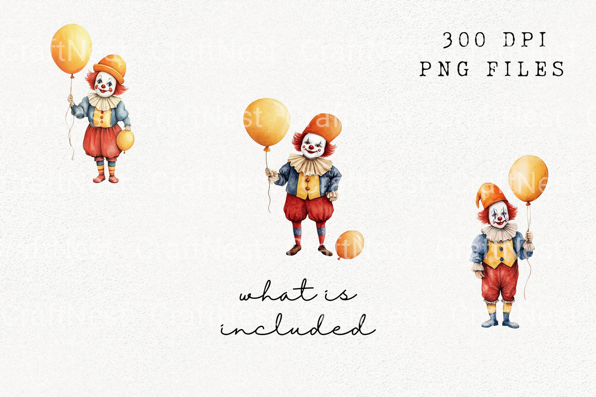 Balloon Clown Designs Clipart Bundle