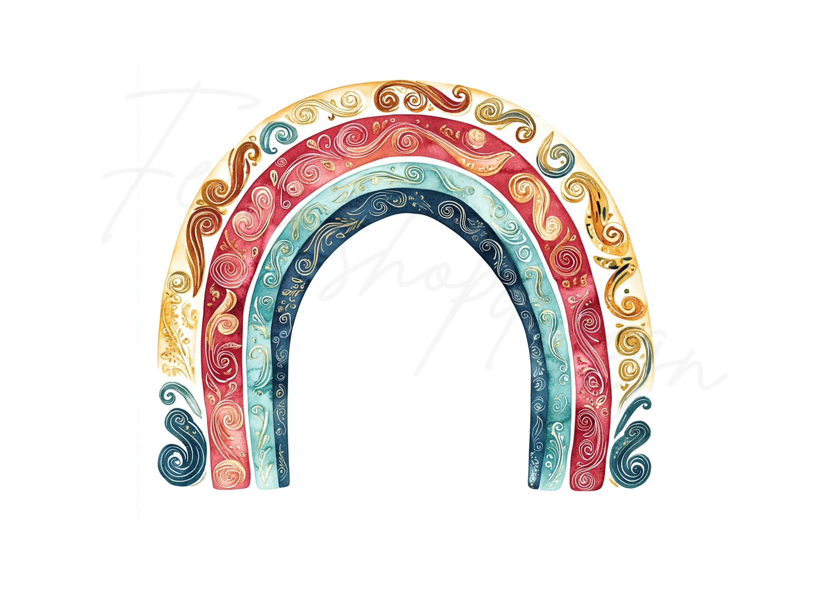 Boho Rainbow Clipart Bundle