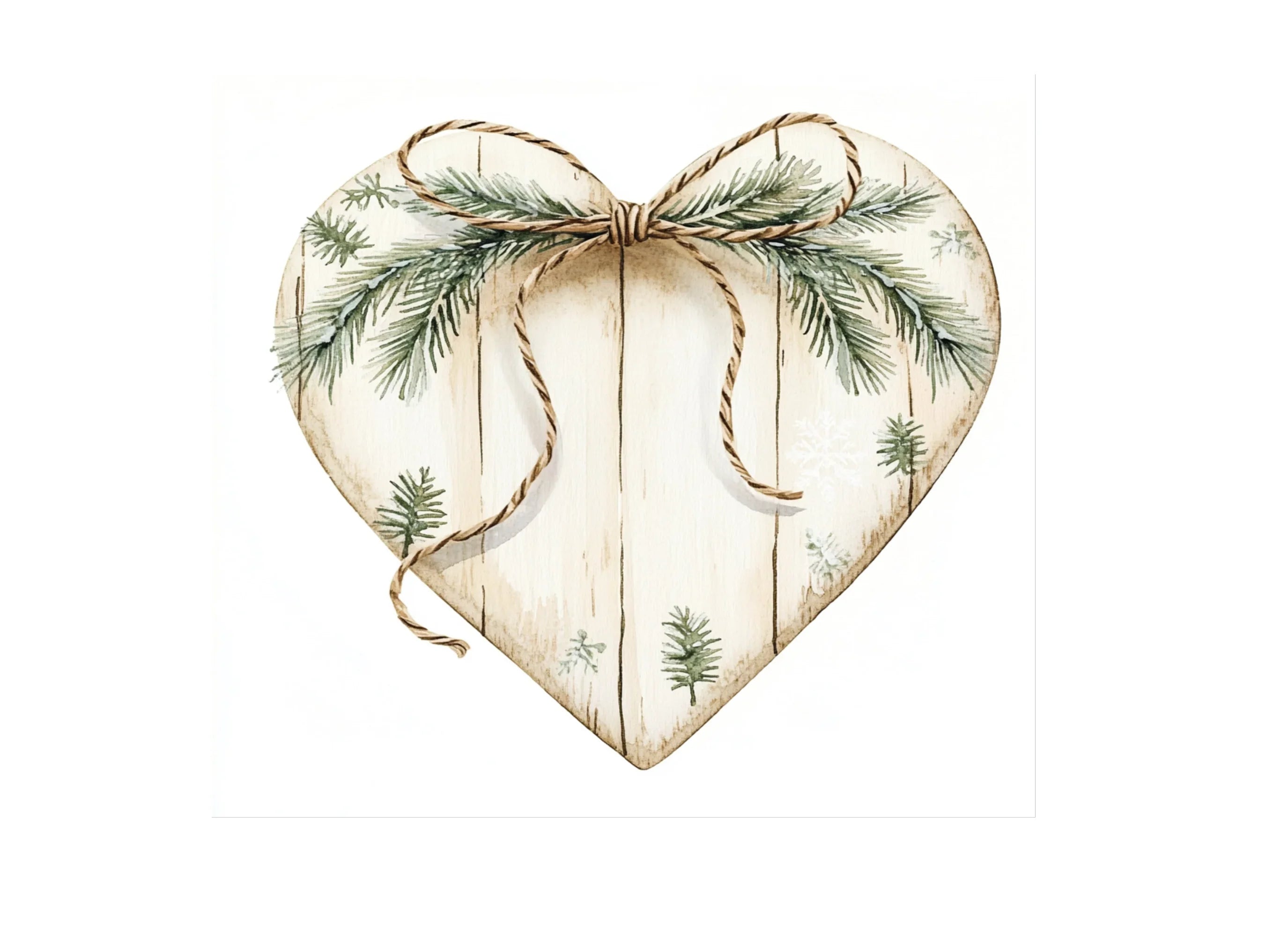 Rustic Christmas Heart Ornaments Clipart Bundle