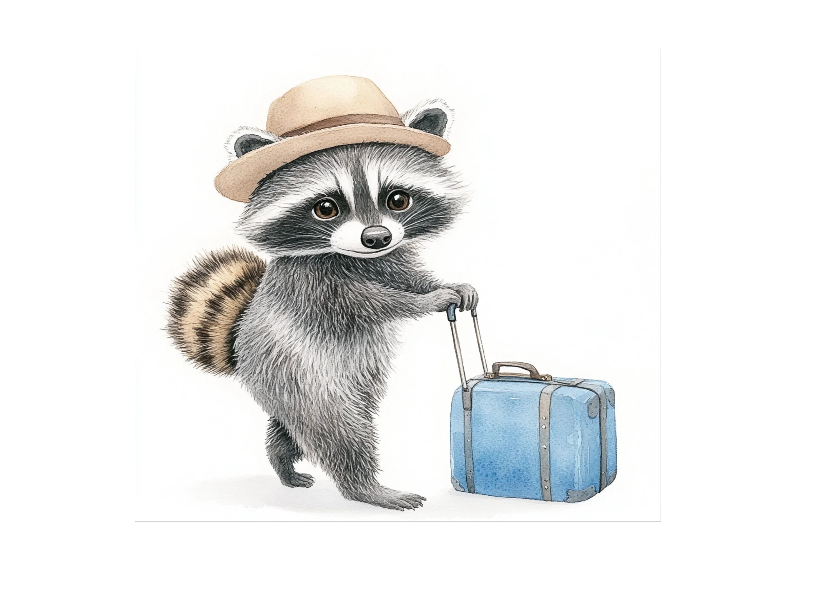 Traveling Raccoon with Luggage Clipart Bundle