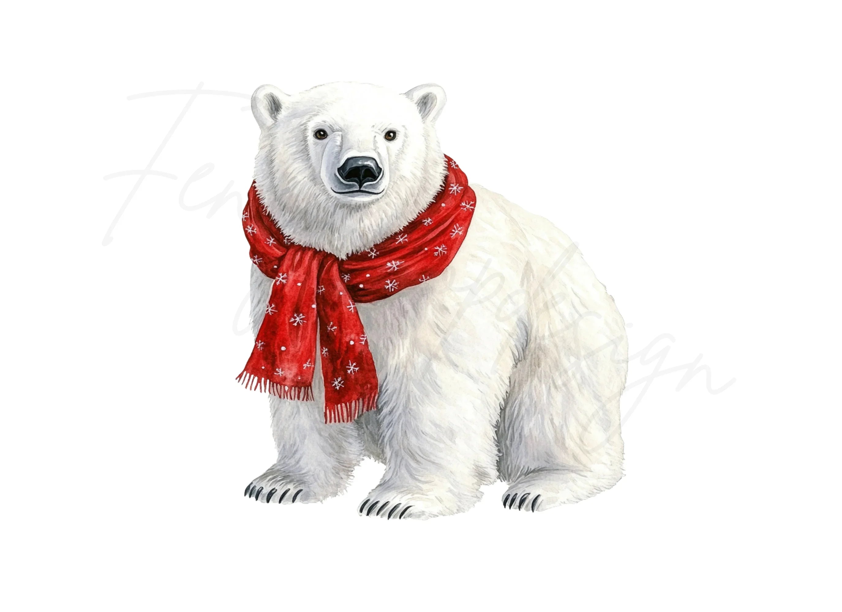 Polar Bear in Red Scarf Clipart Bundle