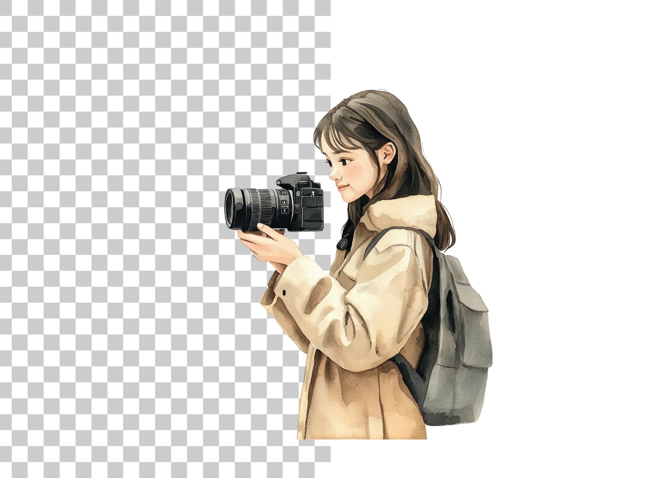 Young Woman with Camera Clipart Bundle