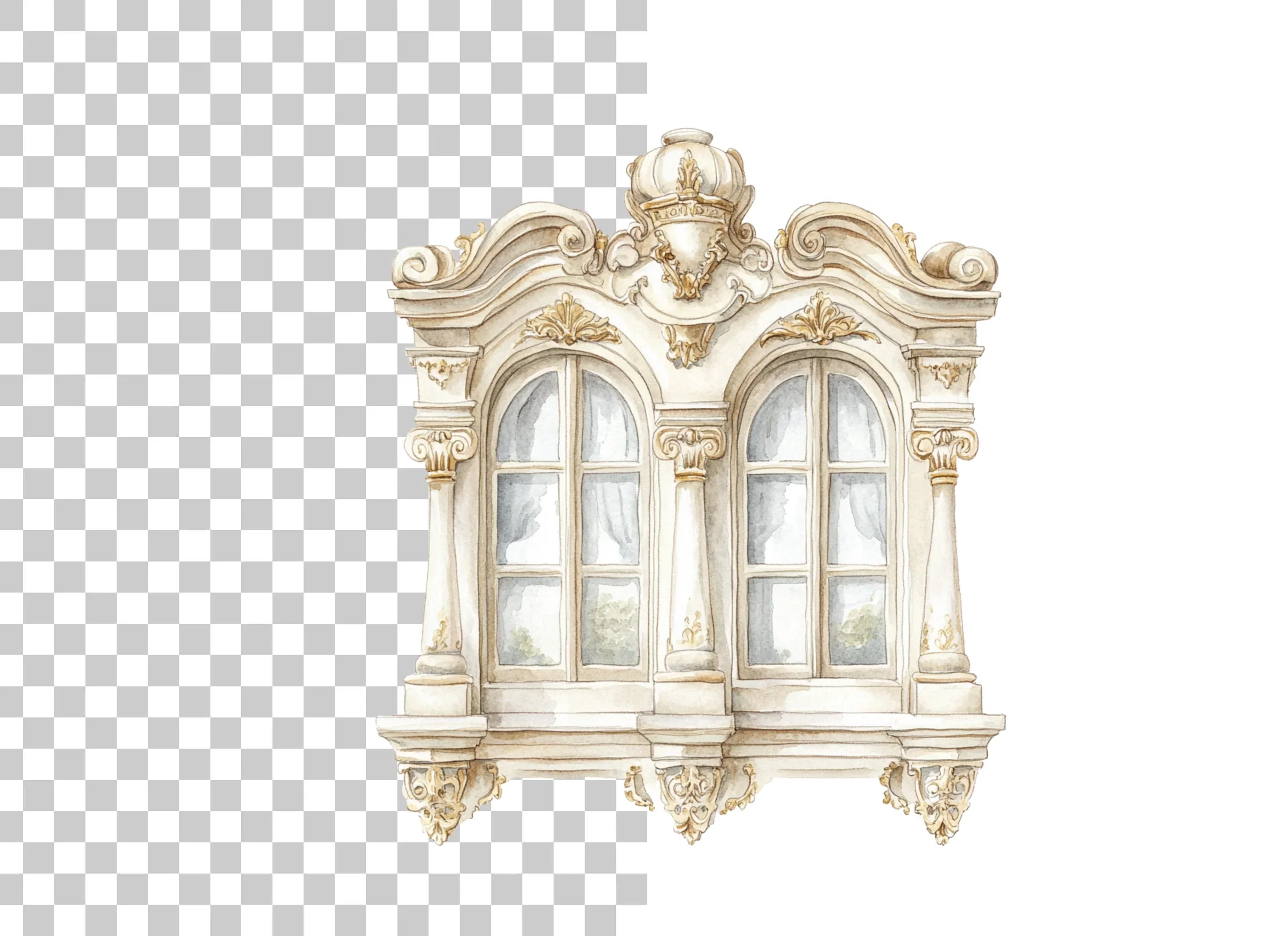 Elegant Baroque Window Clipart Bundle