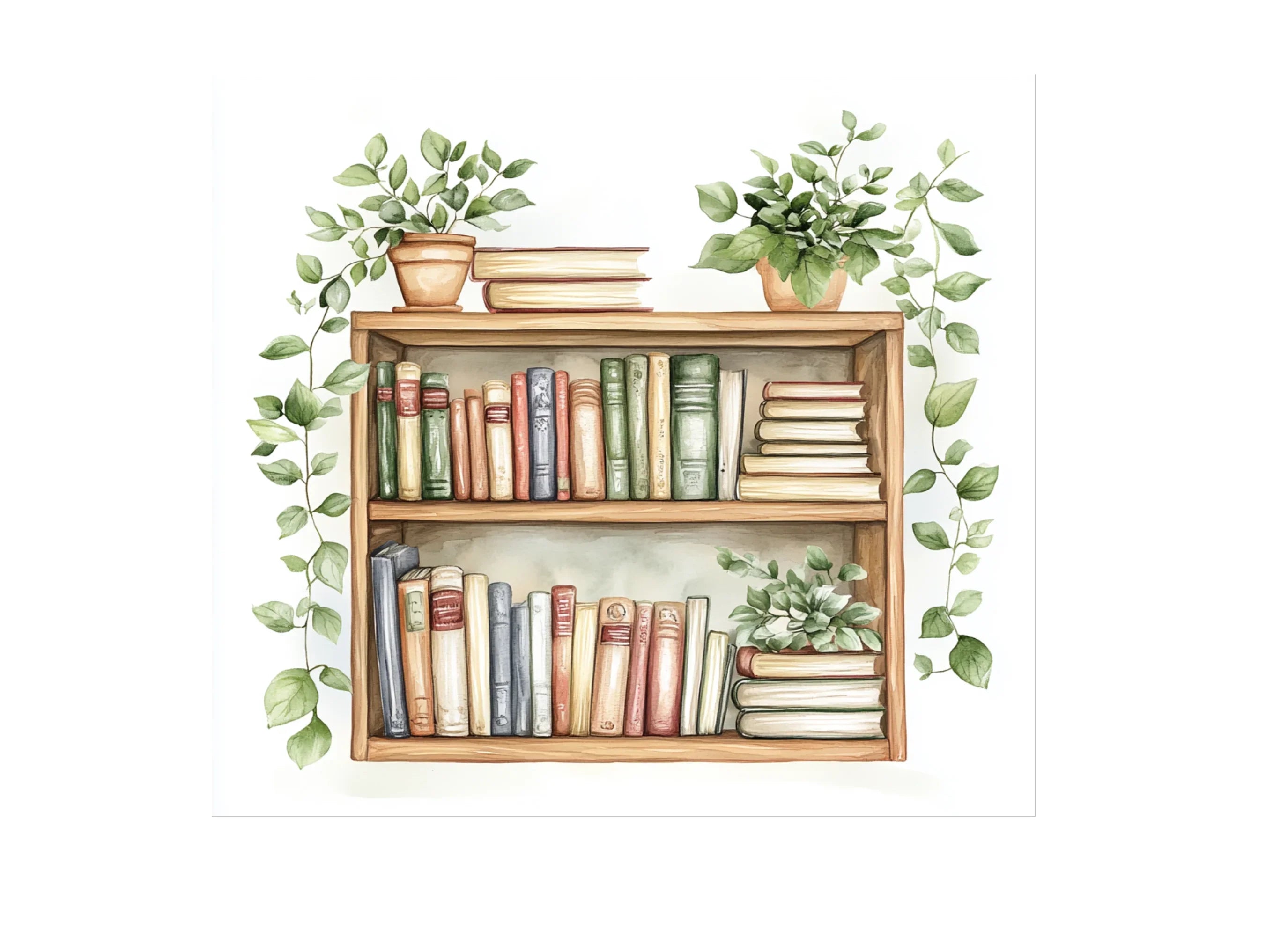 Botanical Bookshelves Clipart Bundle