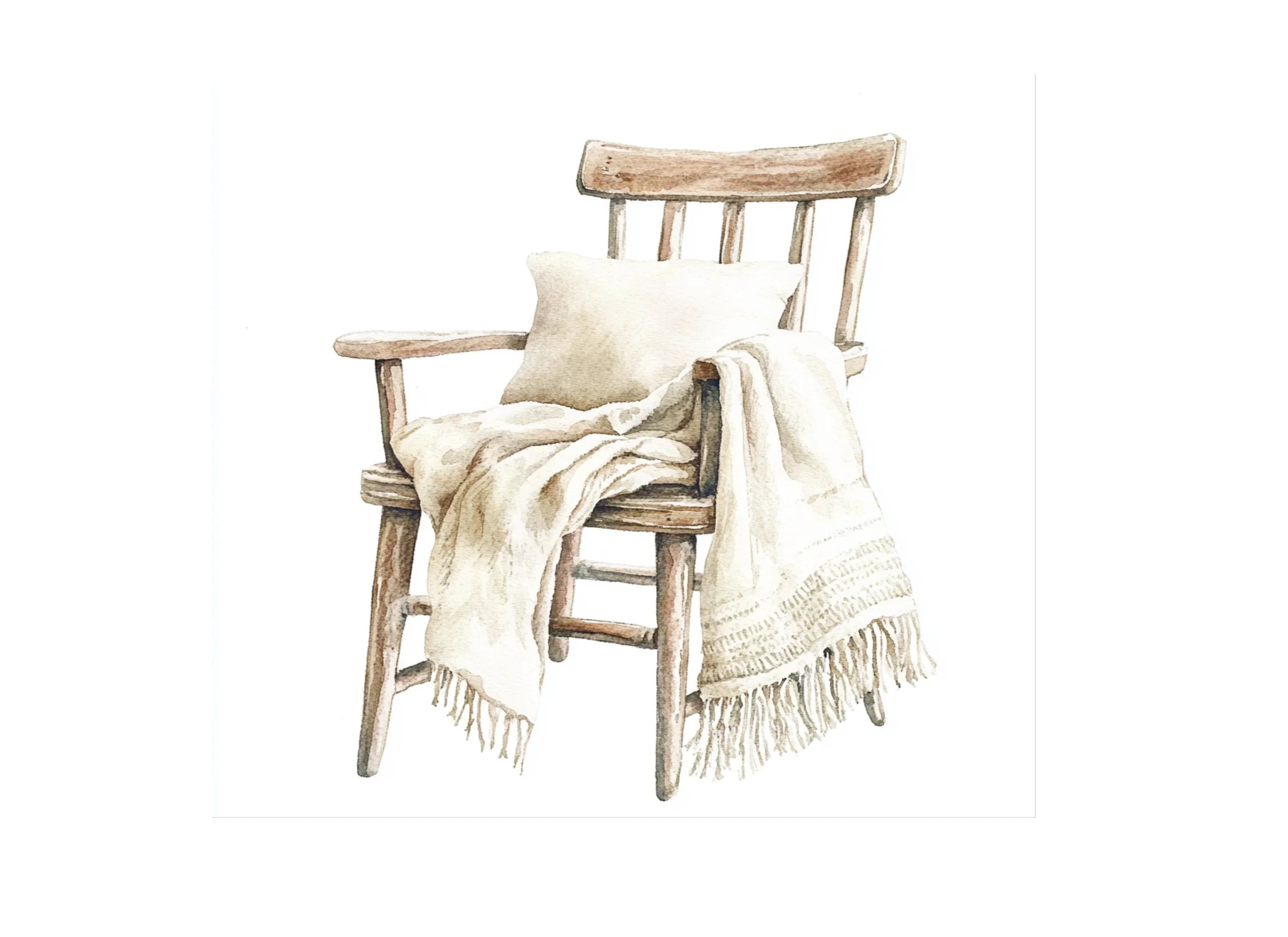 Cozy Wooden Chairs with Blankets Clipart Bundle