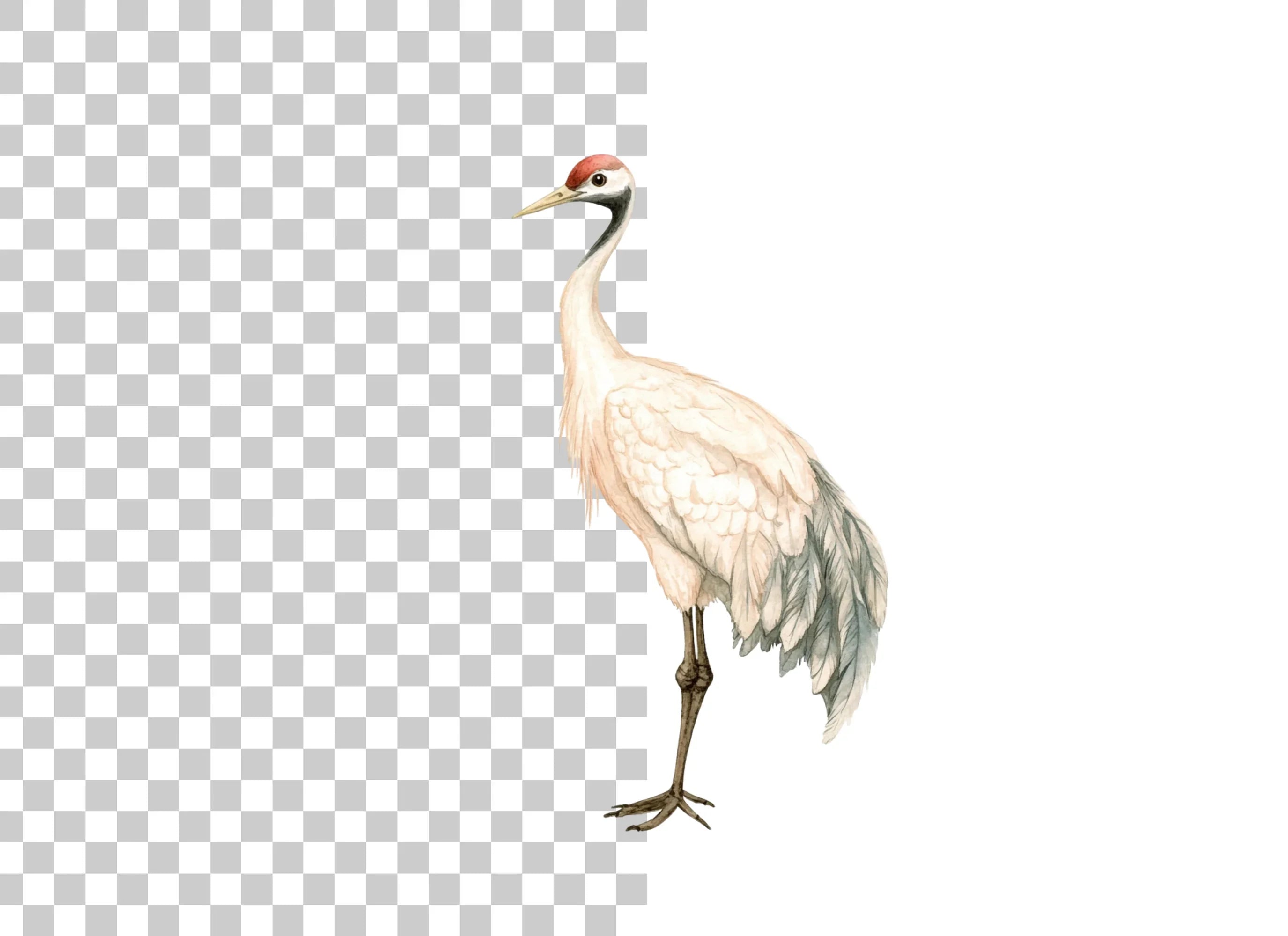 Elegant Red Crowned Crane Clipart Bundle