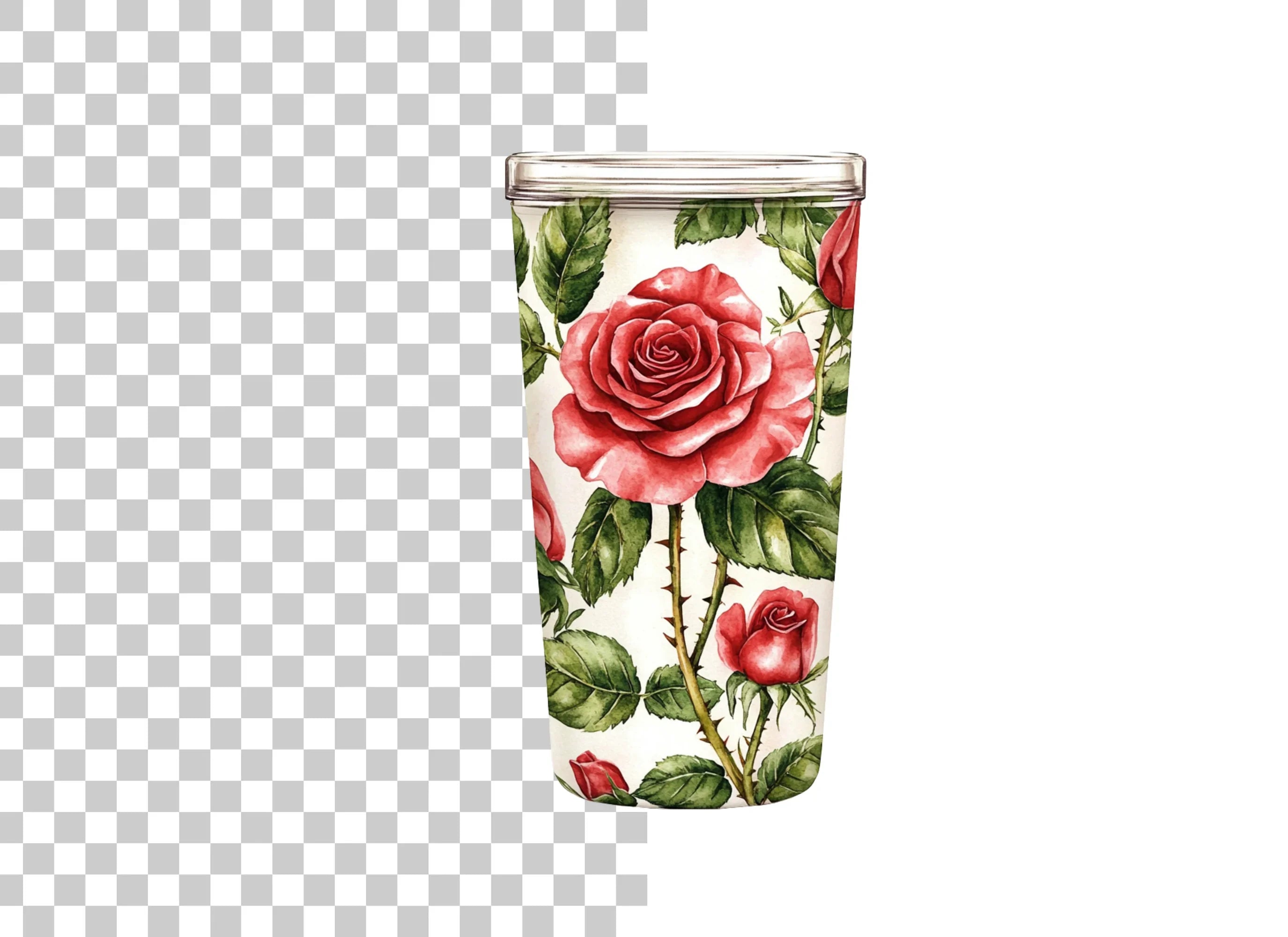 Red Rose Tumbler Clipart Bundle