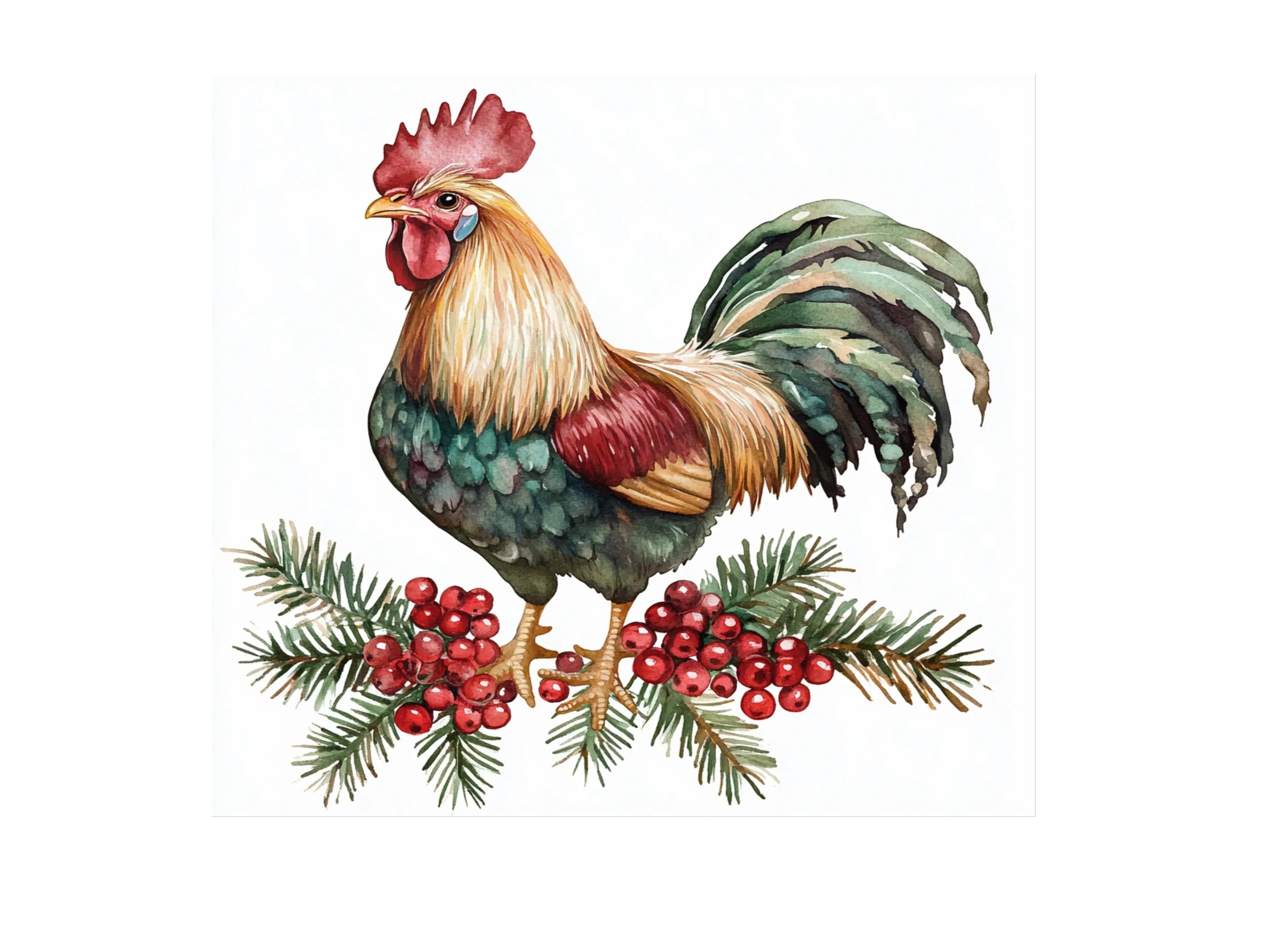 Rooster Christmas Clipart Bundle