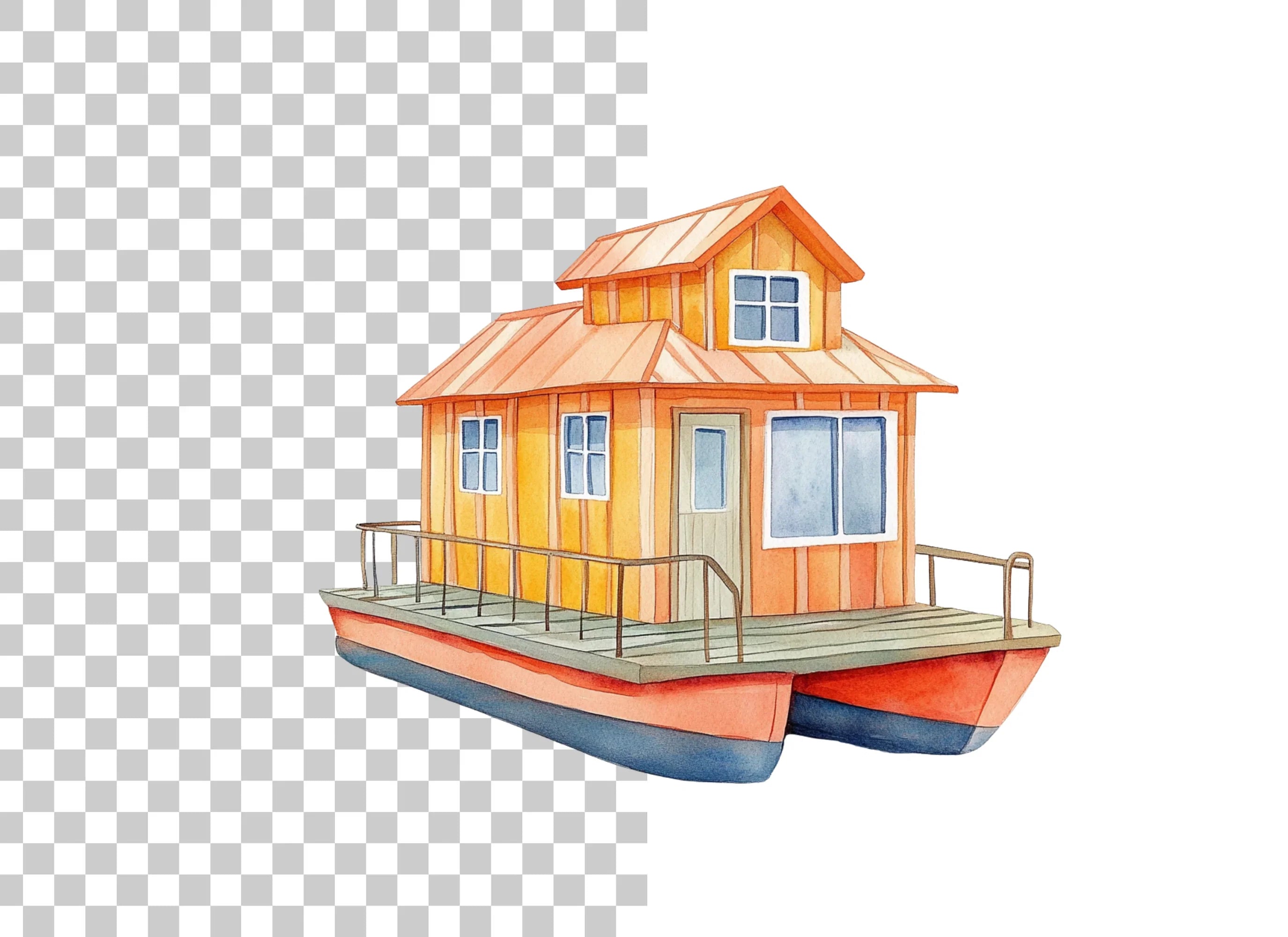 Orange Houseboat Clipart Bundle